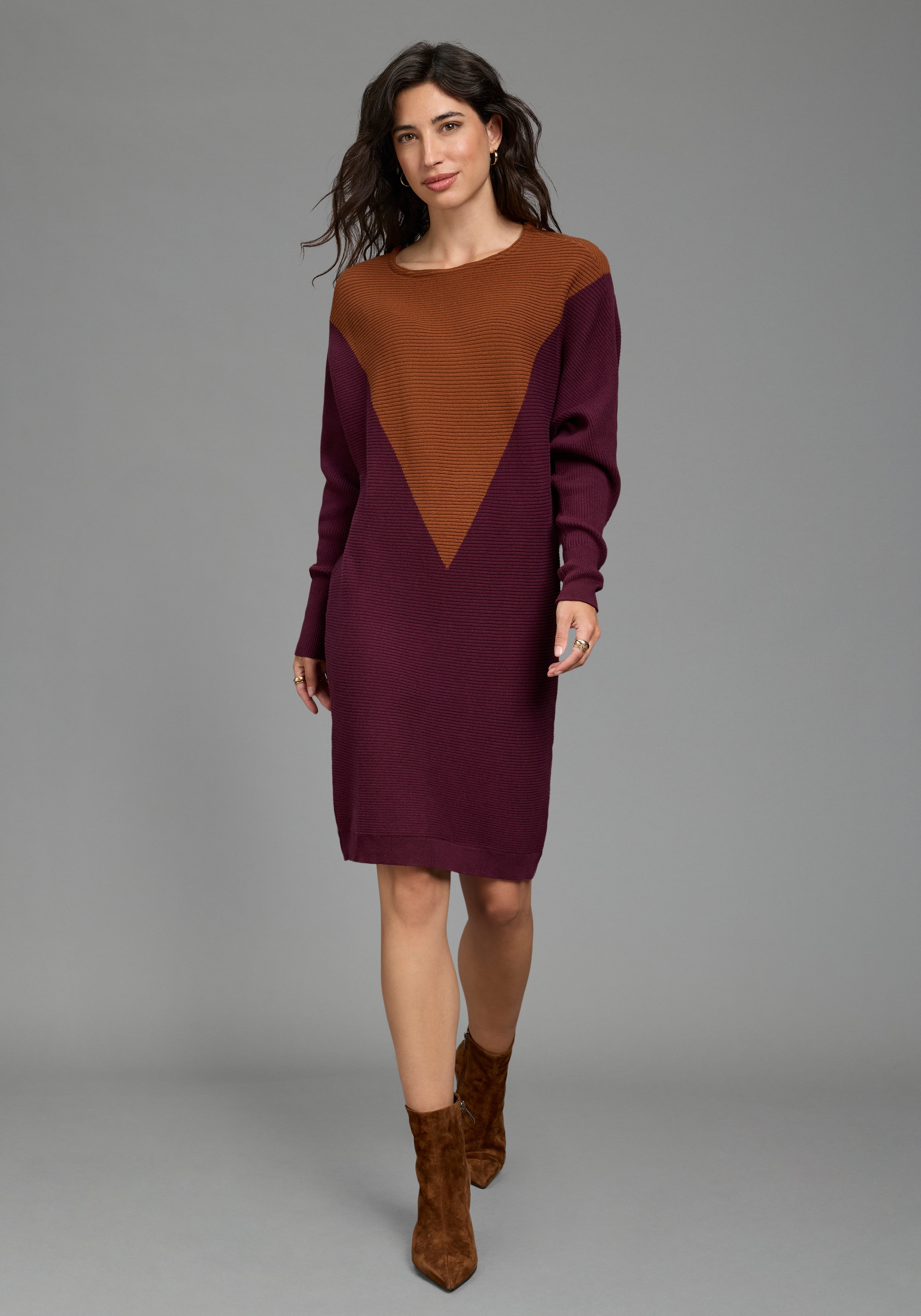 Laura Scott Strickkleid zweifarbig, aus weicher Baumwollmisch-Qualität