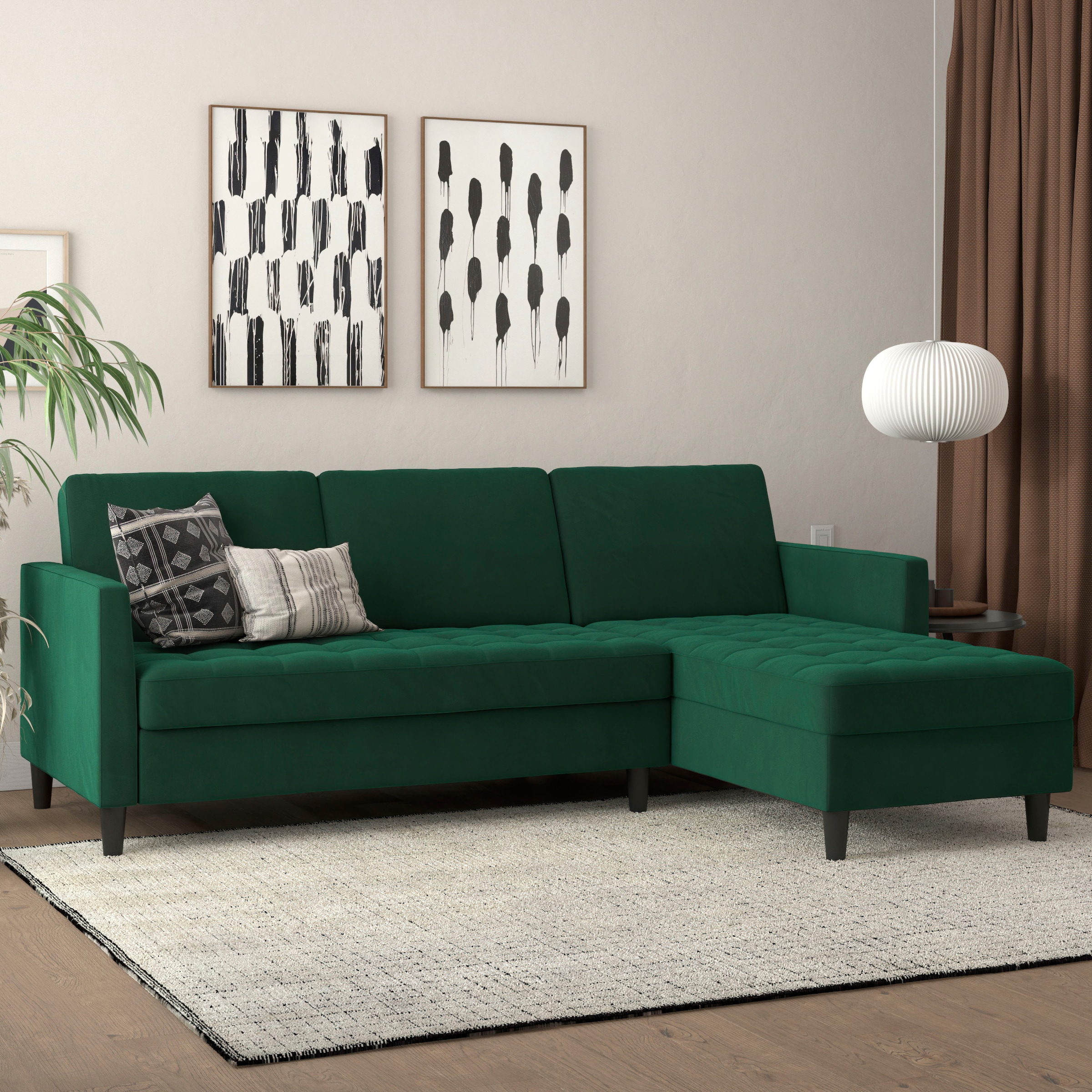 Dorel Home Ecksofa »Presley, L-Form,« Ecksofa mit Bett-Funktion und Stauraum, verstellbare Rückenlehne