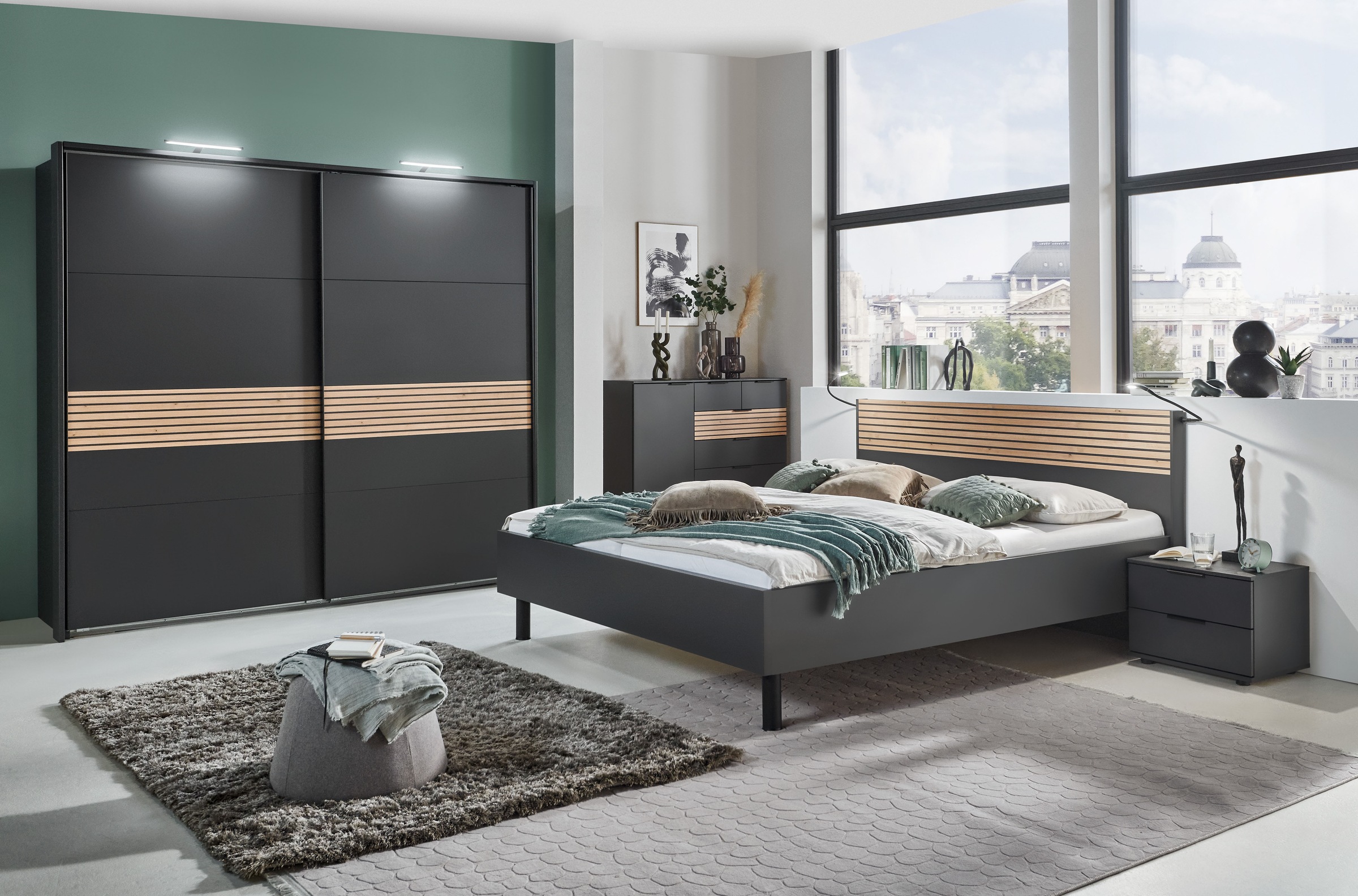 Wimex Schwebetürenschrank »Rotterdam« 2-türig mit Dekor Akustiklamellen Nachbildung