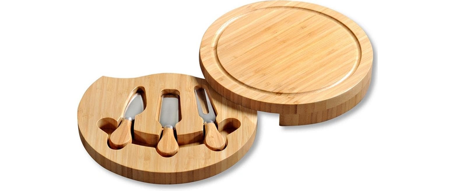 KESPER® Plateau à fromage »Käseschneidebrett Bambus rund mit Messerset«
