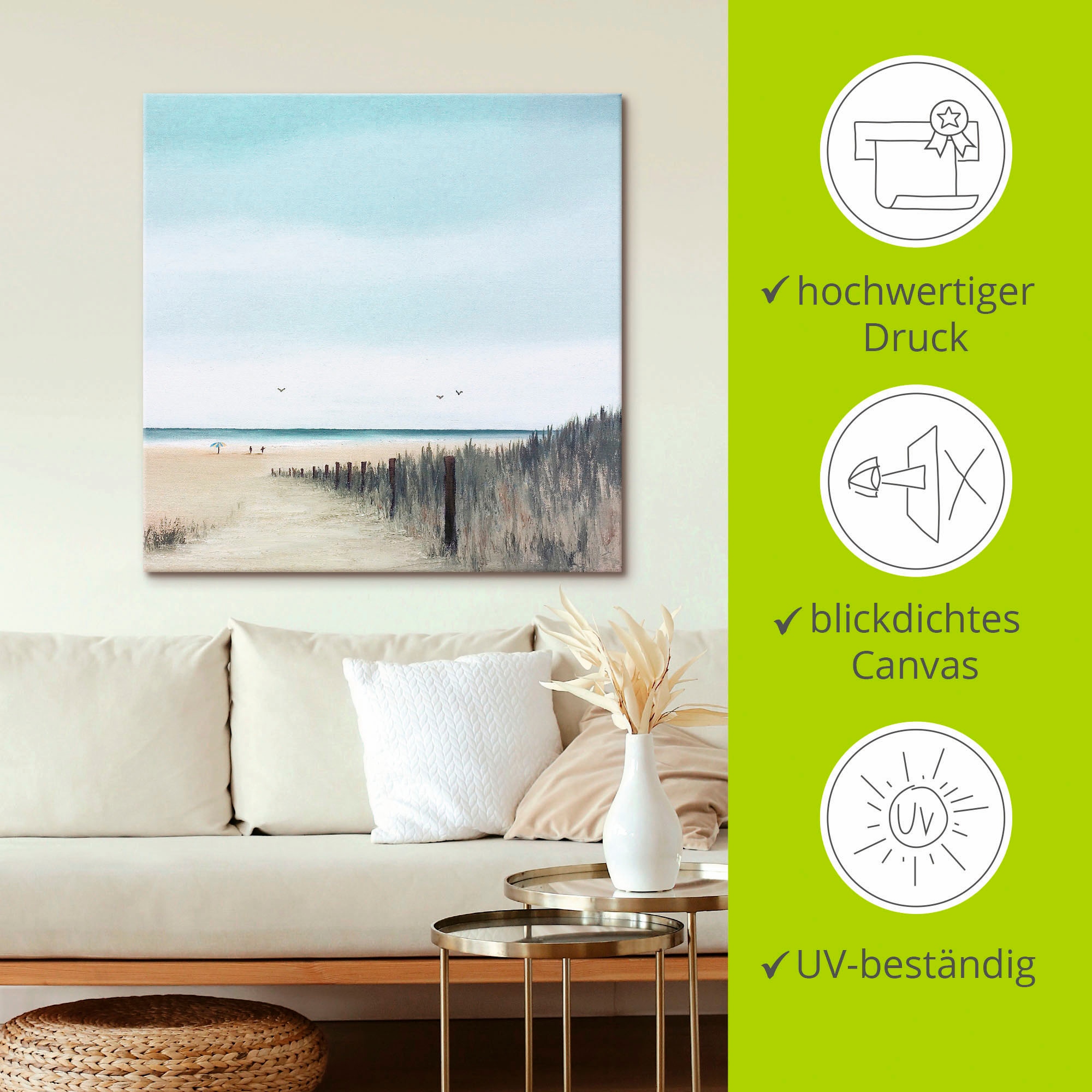 Artland Wandbild »Sonniger Morgen I« Strand 1 Stk. tlg. als Leinwandbild, Poster in verschied. Grössen