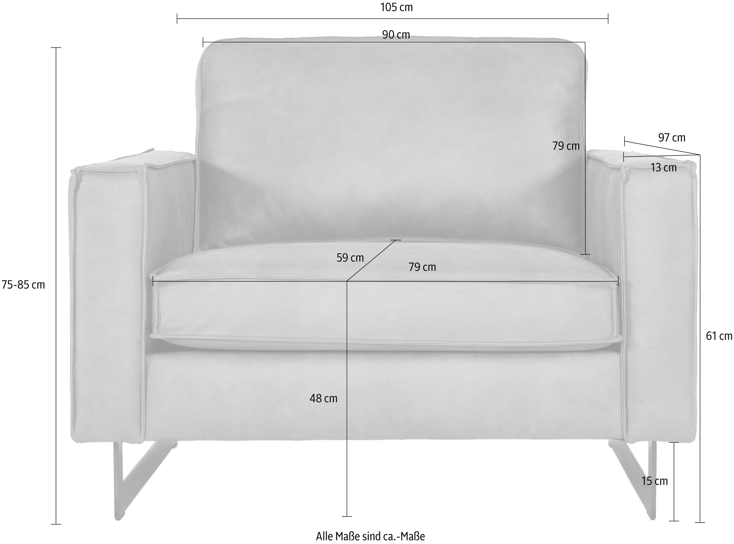 Home affaire Loveseat »Pinto 105 cm, Cord, Chenille, Lederoptik« mit Keder, Metallfüssen und auch in Cord Bezug erhältlich
