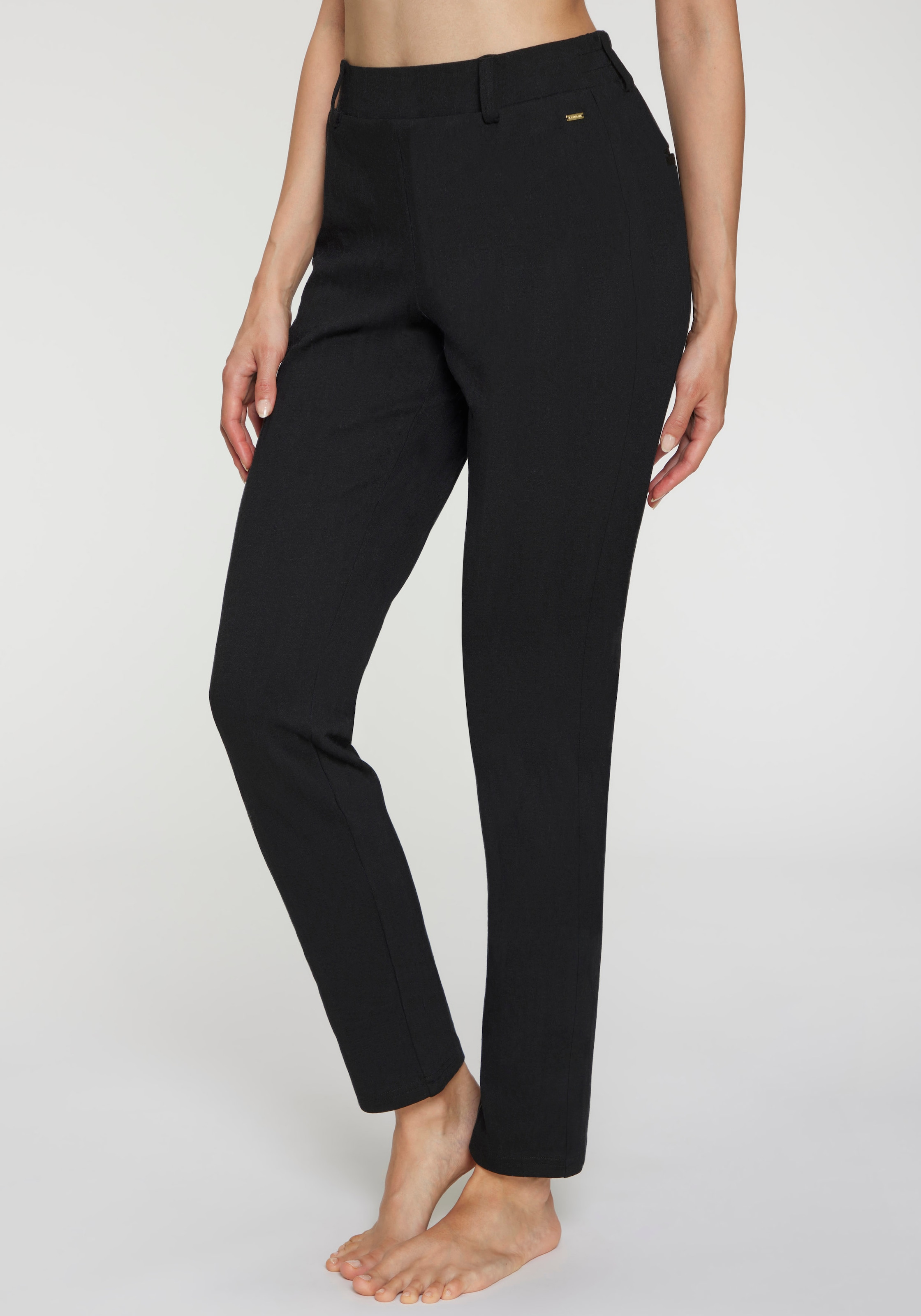 LASCANA Pantalon de jogging »klassische schmale Form«  mit Jacquard Strickmuster oder uni schwarz