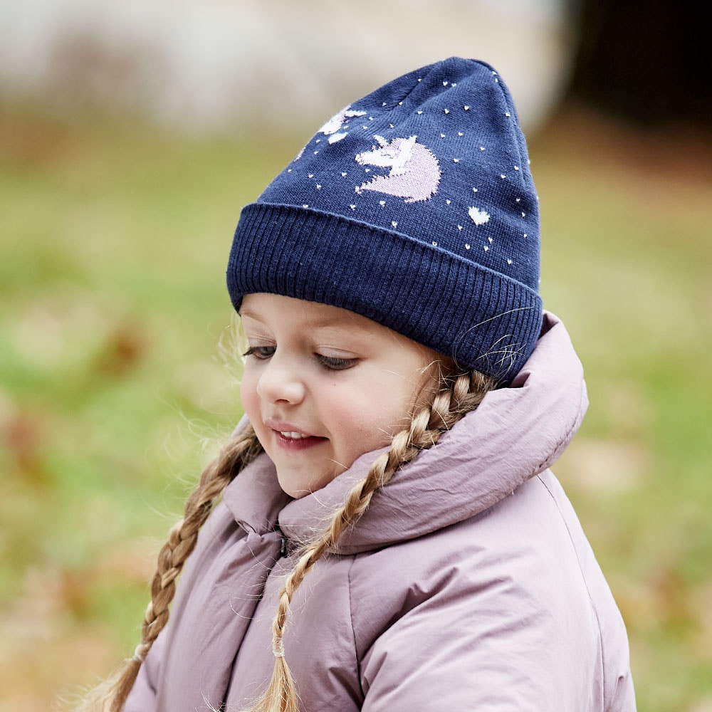 MAXIMO Strickmütze Baumwolle, gefüttert, breiter Umschlag, Motiv