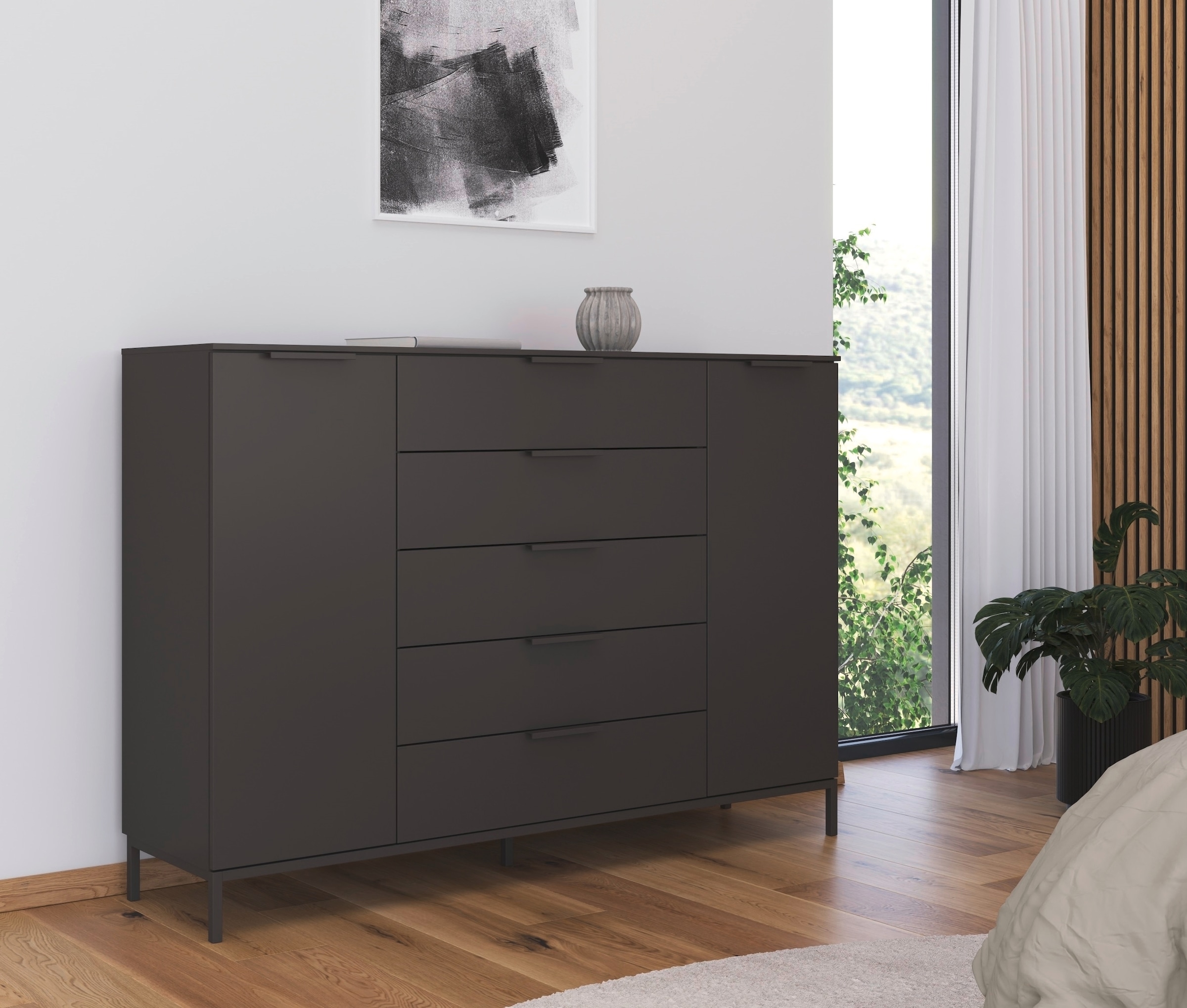 rauch Kombikommode »Kommode Türkommode Sideboard Kombikommode FLIPP« Breite 160/180 cm mit 4 Einlegeböden,  2-türig mit  5 Schubladen und Soft-Close-Funktion in zwei Breiten