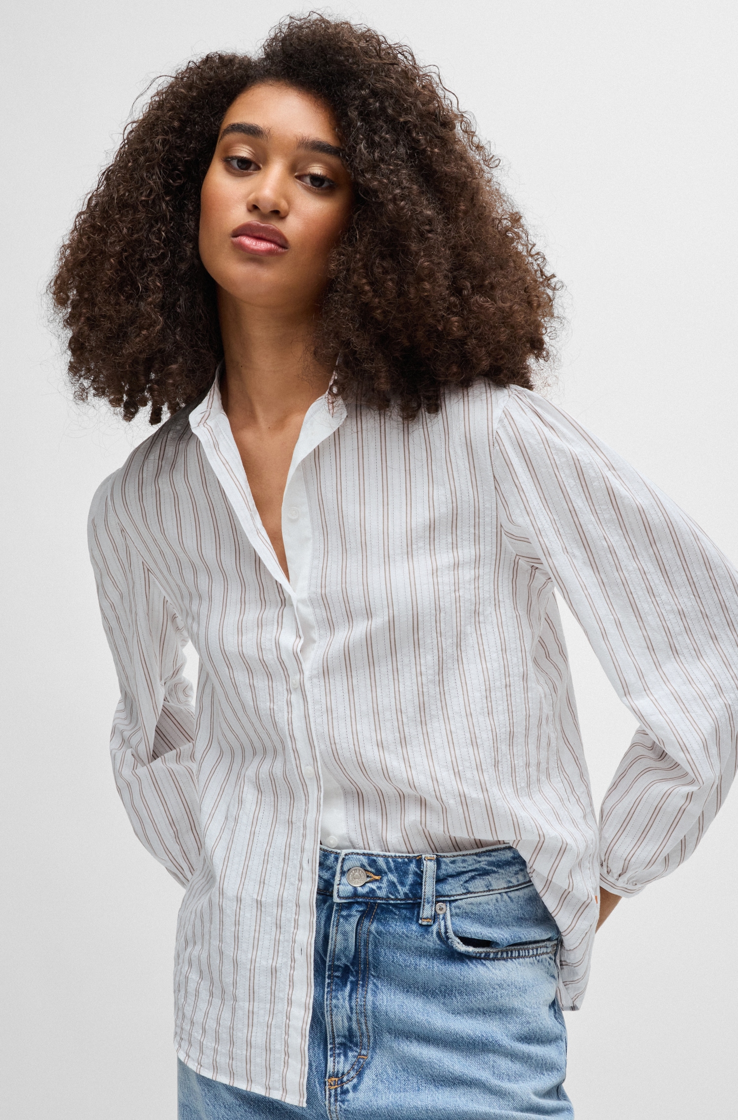 BOSS ORANGE Klassische Bluse »Bilast Premium Damenmode« mit Raffungen an den Ärmeln