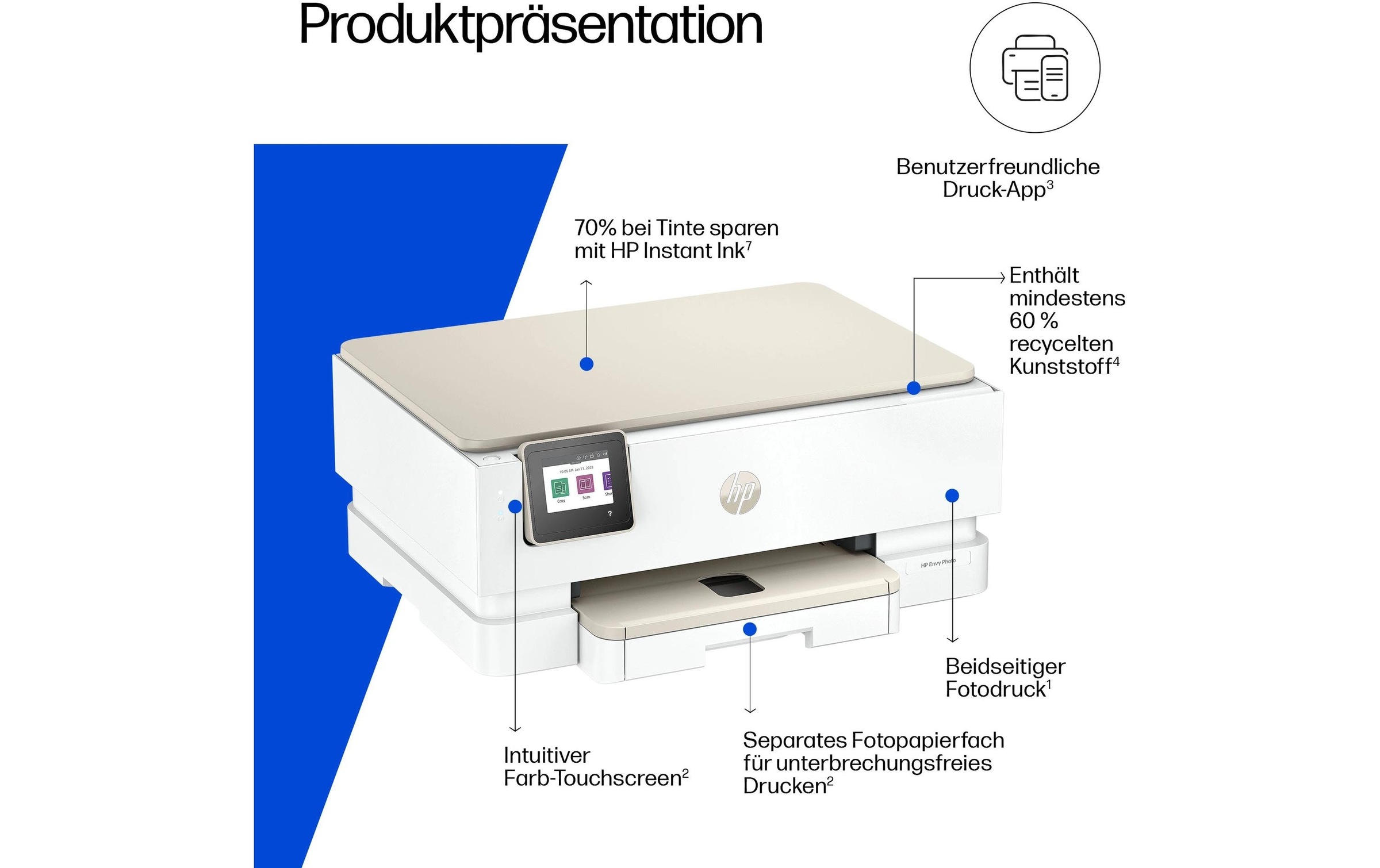 HP Imprimante multifonctions »Envy Photo 7230 (B63JVB)« 6 mois d'essai HP Instant Ink offerts jusqu'au 31.07.2026