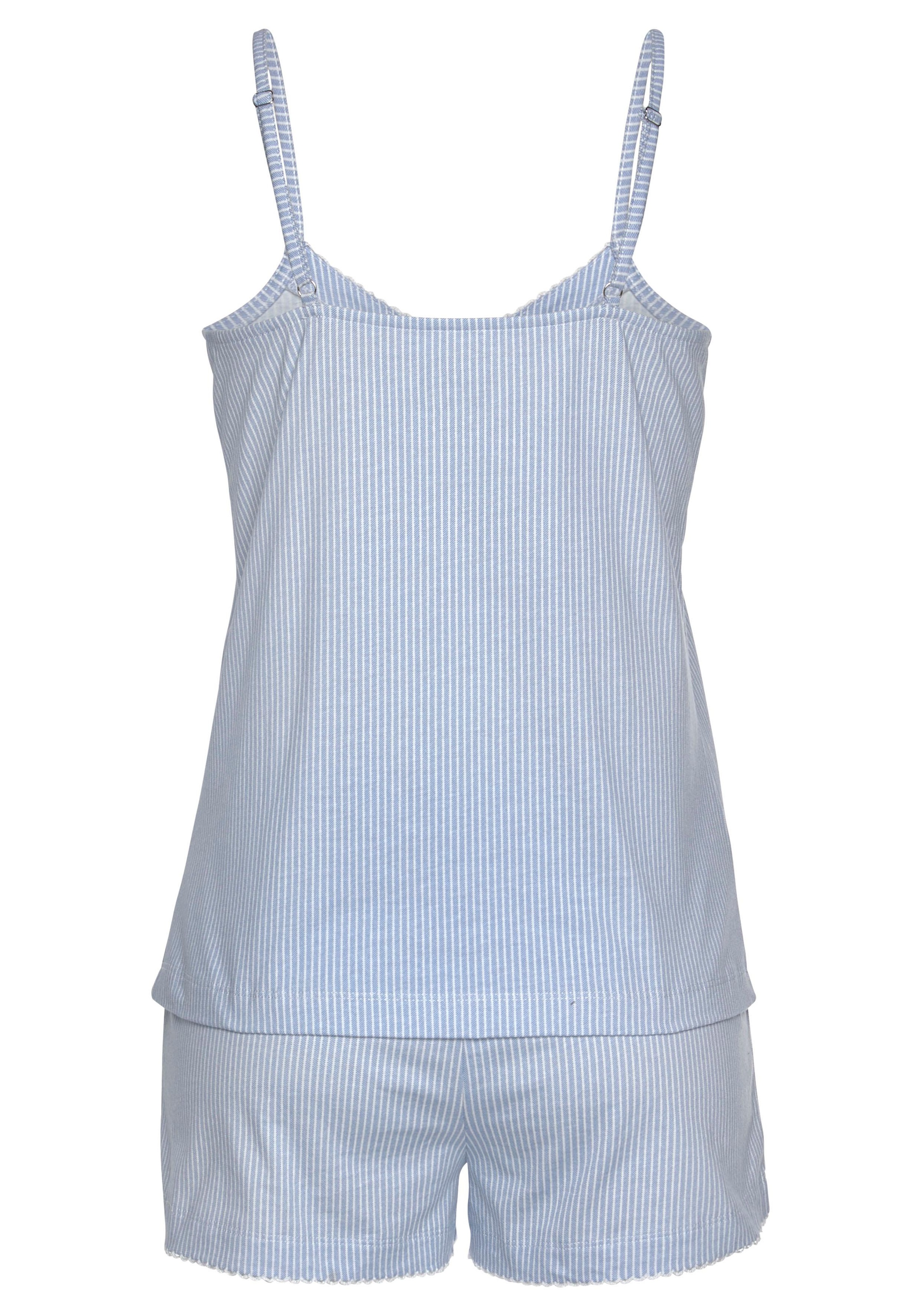 Vivance Dreams Shorty 2 tlg. mit feinem Karo-Muster und Häkelkante