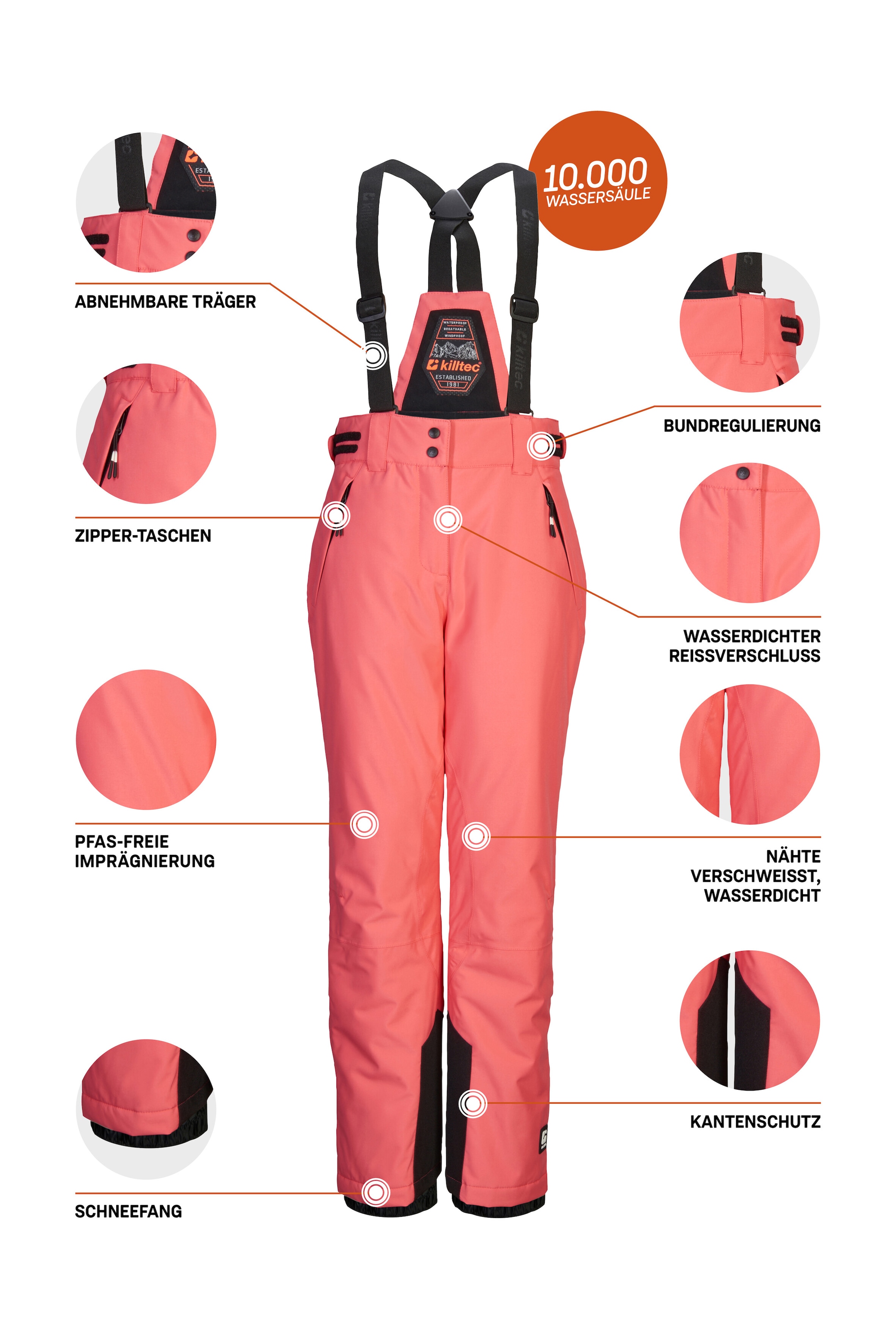 Killtec Pantalon de ski »KSW 213 GRLS SKI PNTS«  Pantalon de ski imperméable et respirant avec taille réglable