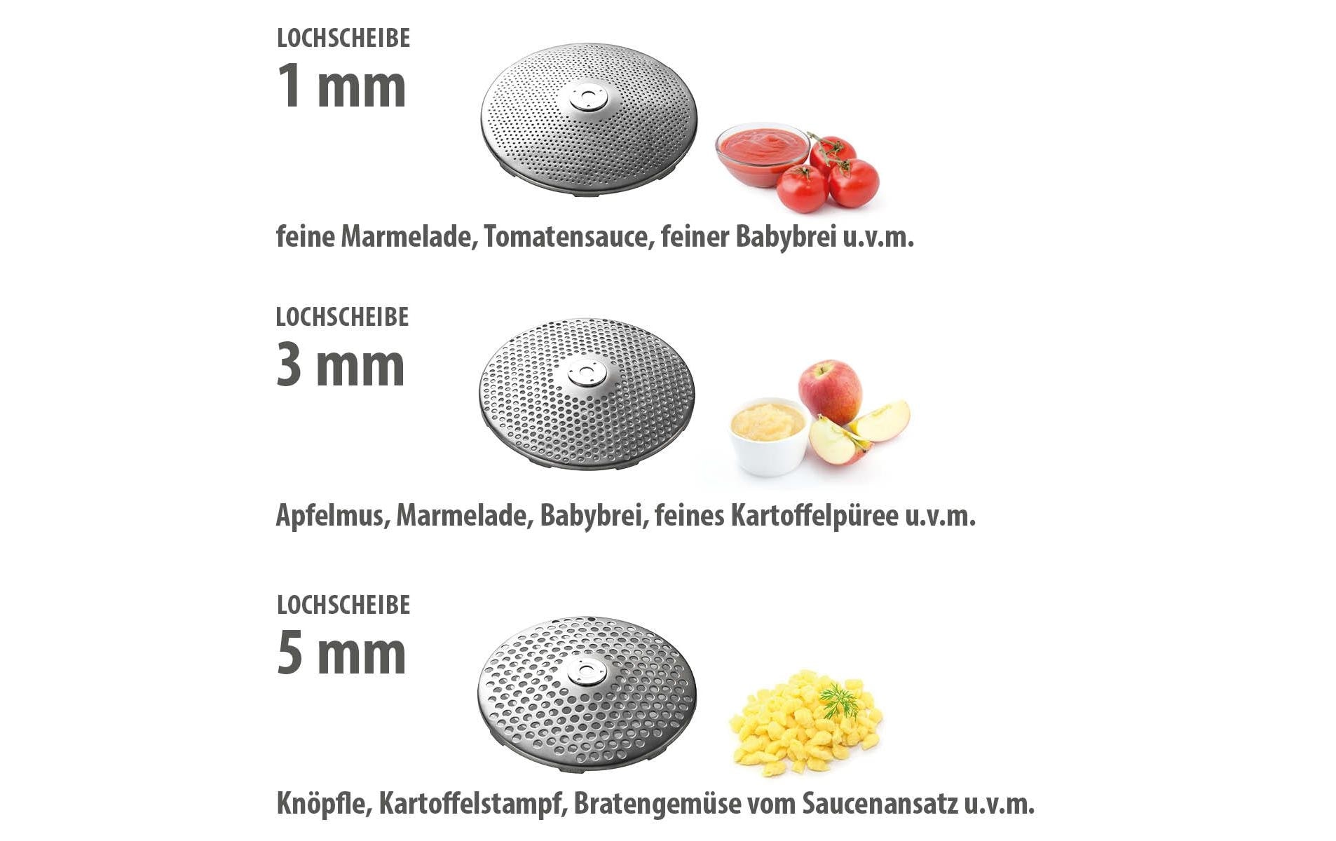 GEFU Passetout »FLOTTE LOTTE®« auswechselbare Lochscheiben (1 mm, 3 mm und 5 mm)
