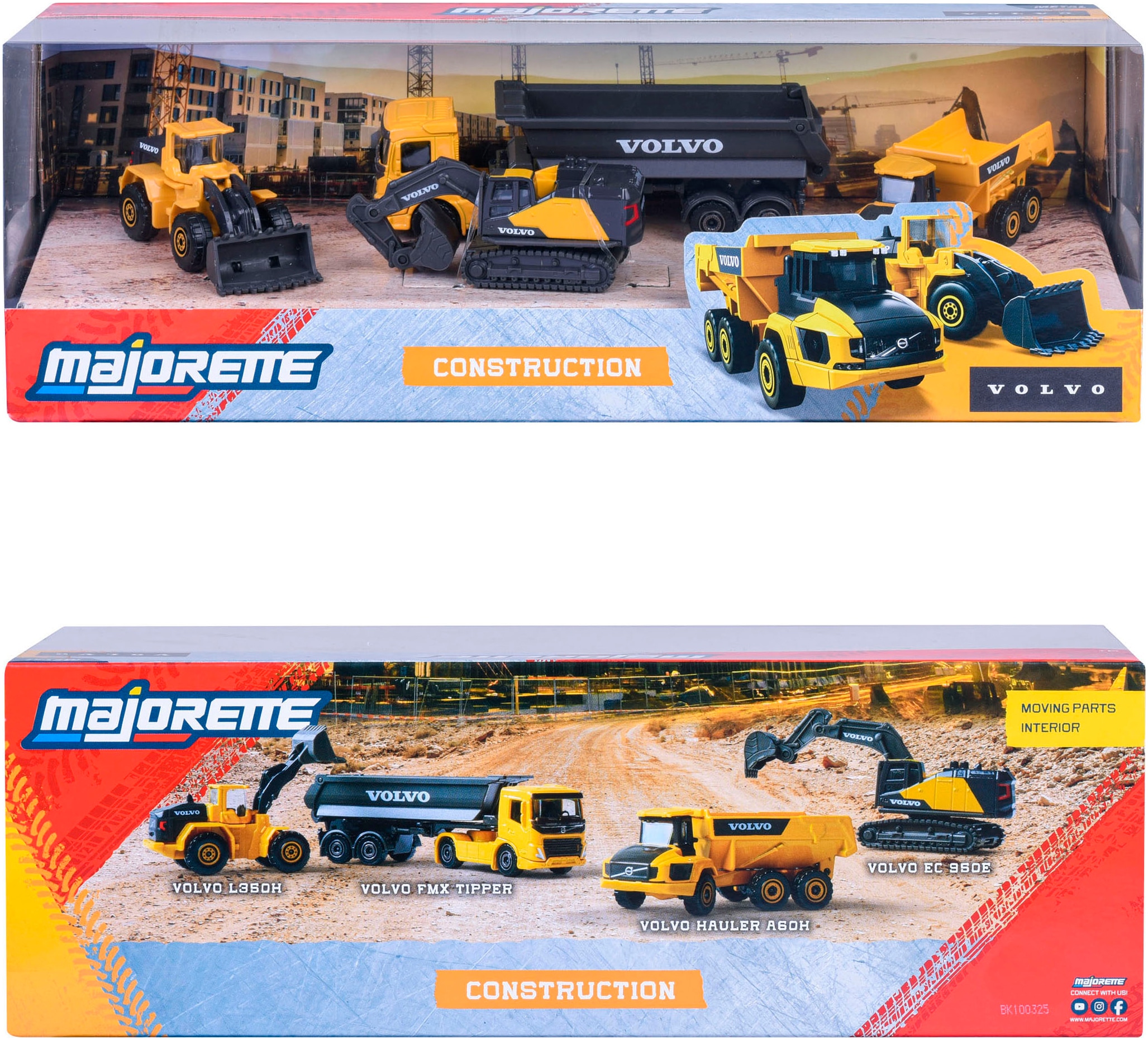 majORETTE Camion jouet »Volvo Geschenkset - Baustellenfahrzeuge 4er« exklusiv nur in diesem Set erhältlich: Kipplaster