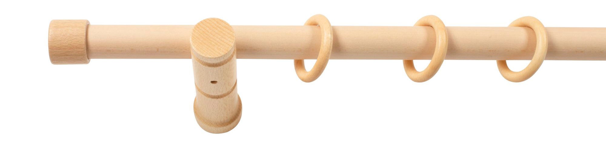 SN DECO GROUP Gardinenstange »Cafiro« 1 läufig-läufig Fixmass 28 mm, Holz, verschiedene Längen und Farben, Komplettset