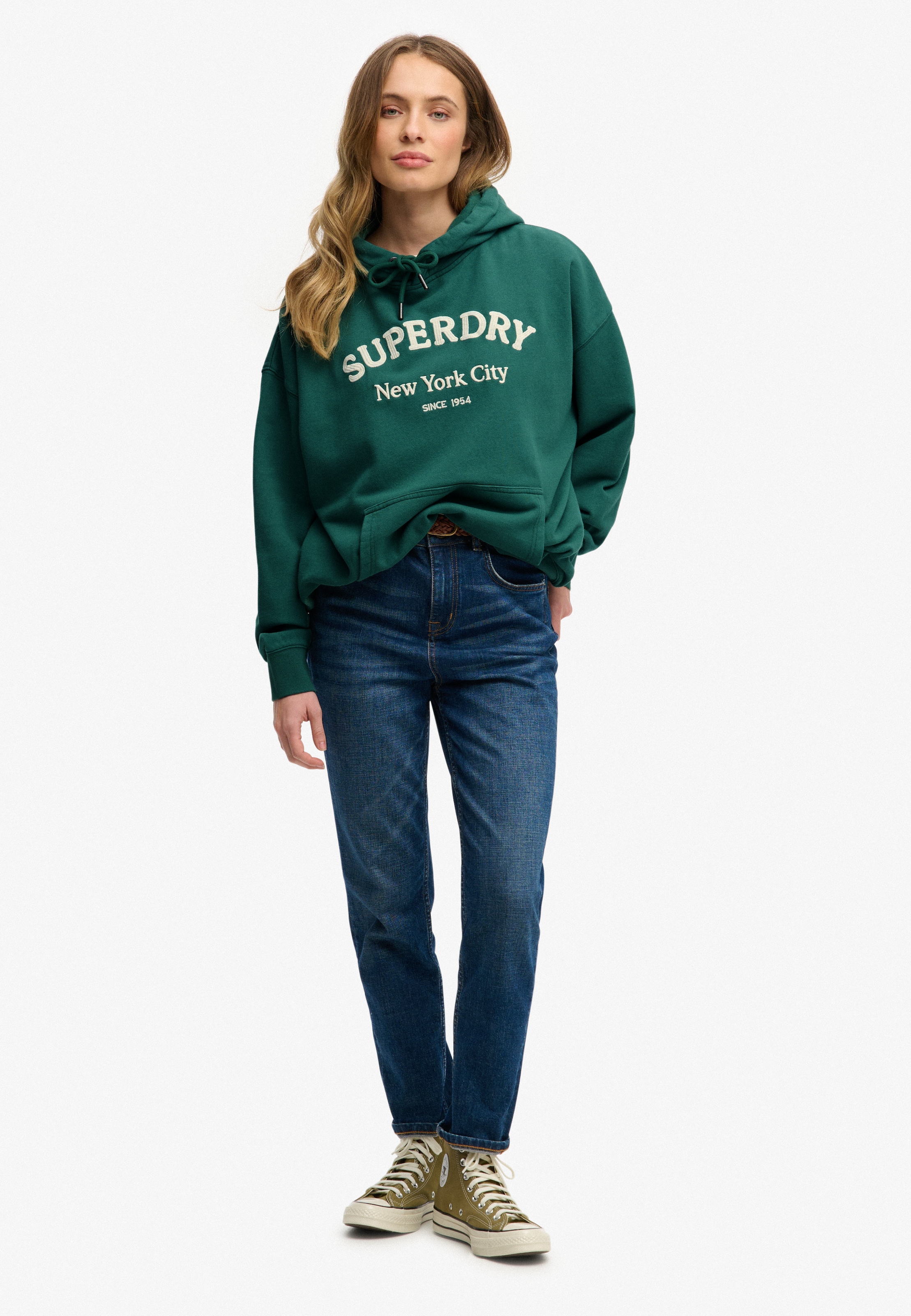 Superdry Kapuzensweatshirt »Luxe Casual Emb Relaxed Hood«, Baumwolle, oversize
