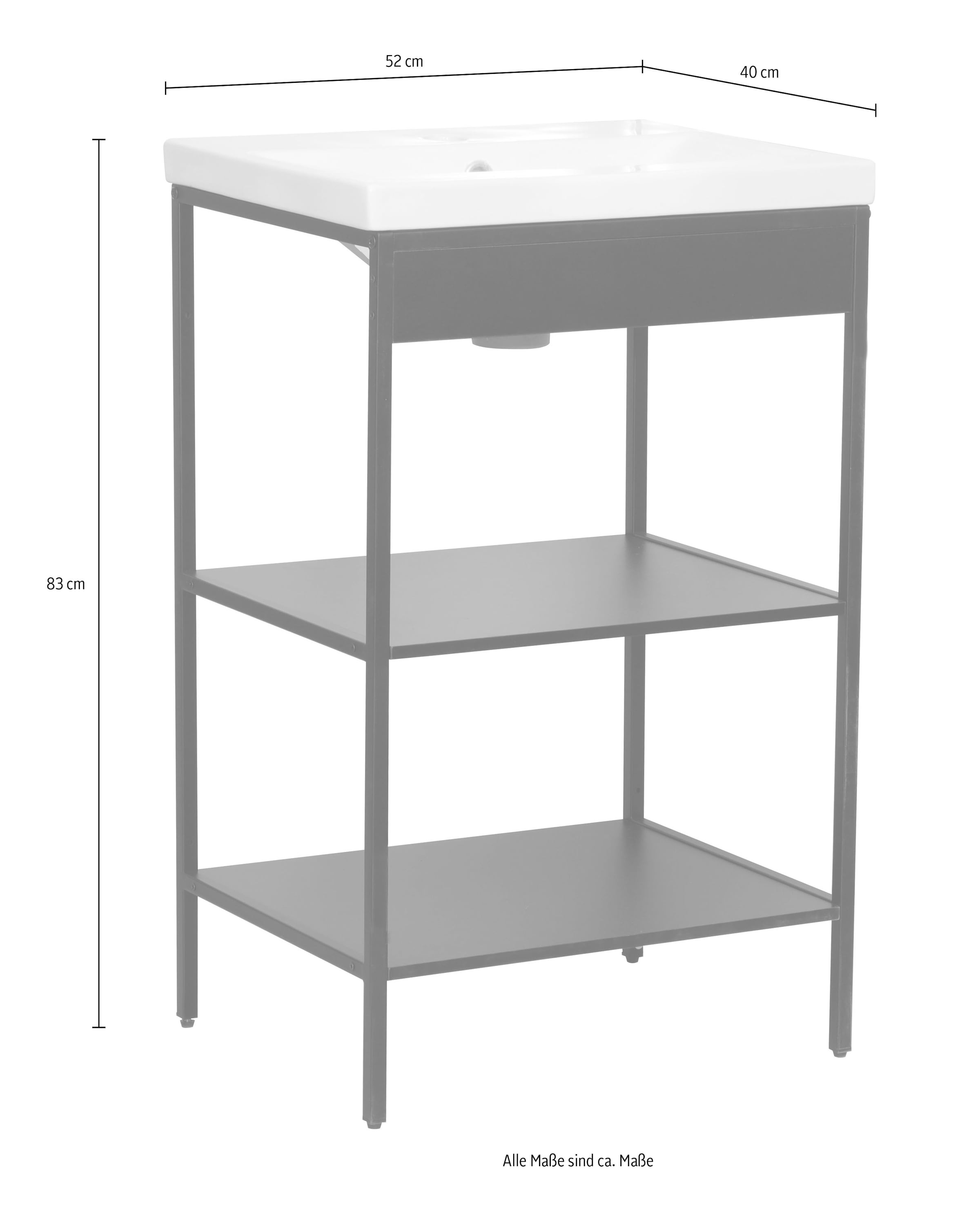 welltime Armoire sous lavabo »Lodi« 2 cuis tlg. Waschbeckenregal mit Metallrahmen - (B/T/H) 52 / 40 / 83 cm