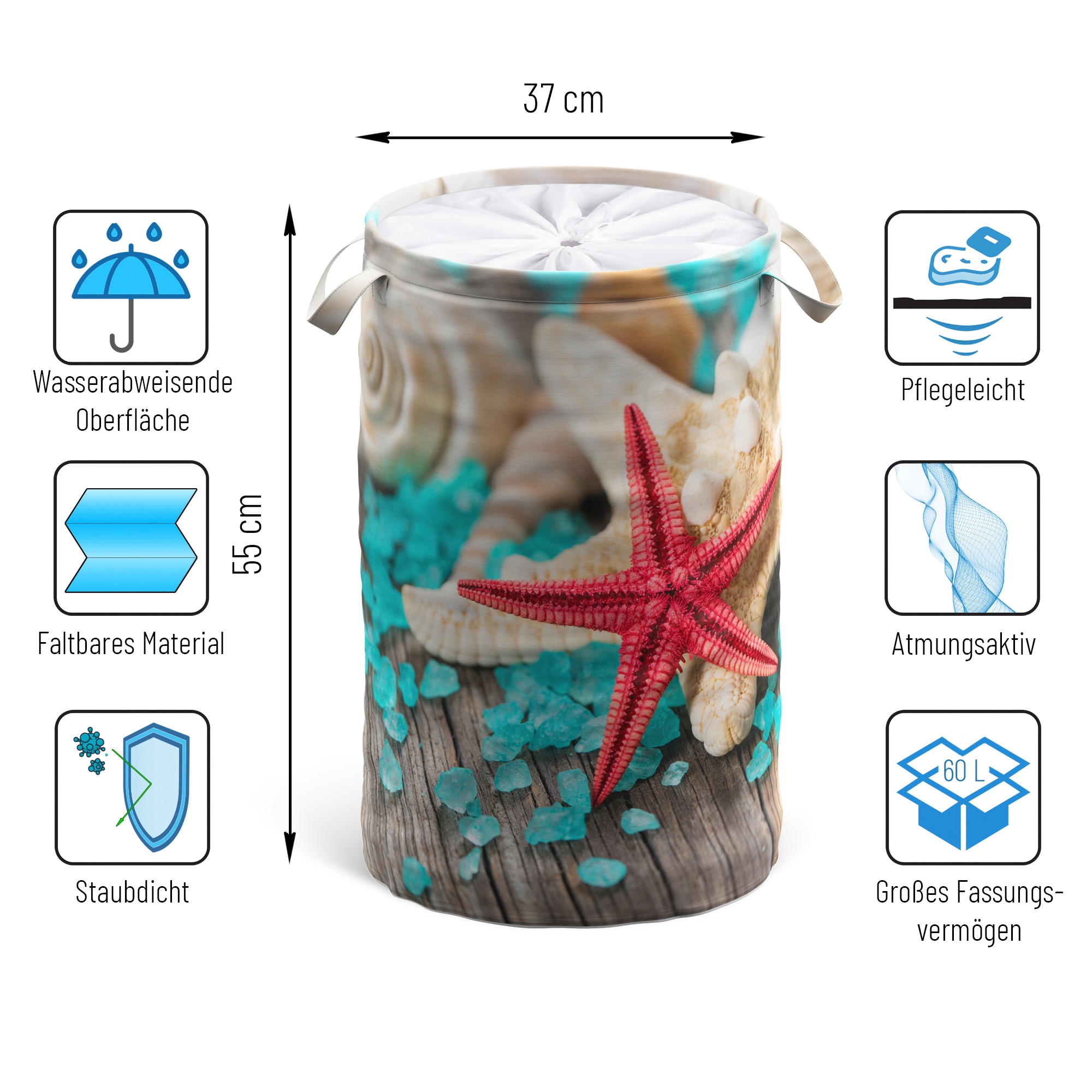 Sanilo Panier à linge »Bath Salt« 60 Liter, faltbar, mit Sichtschutz