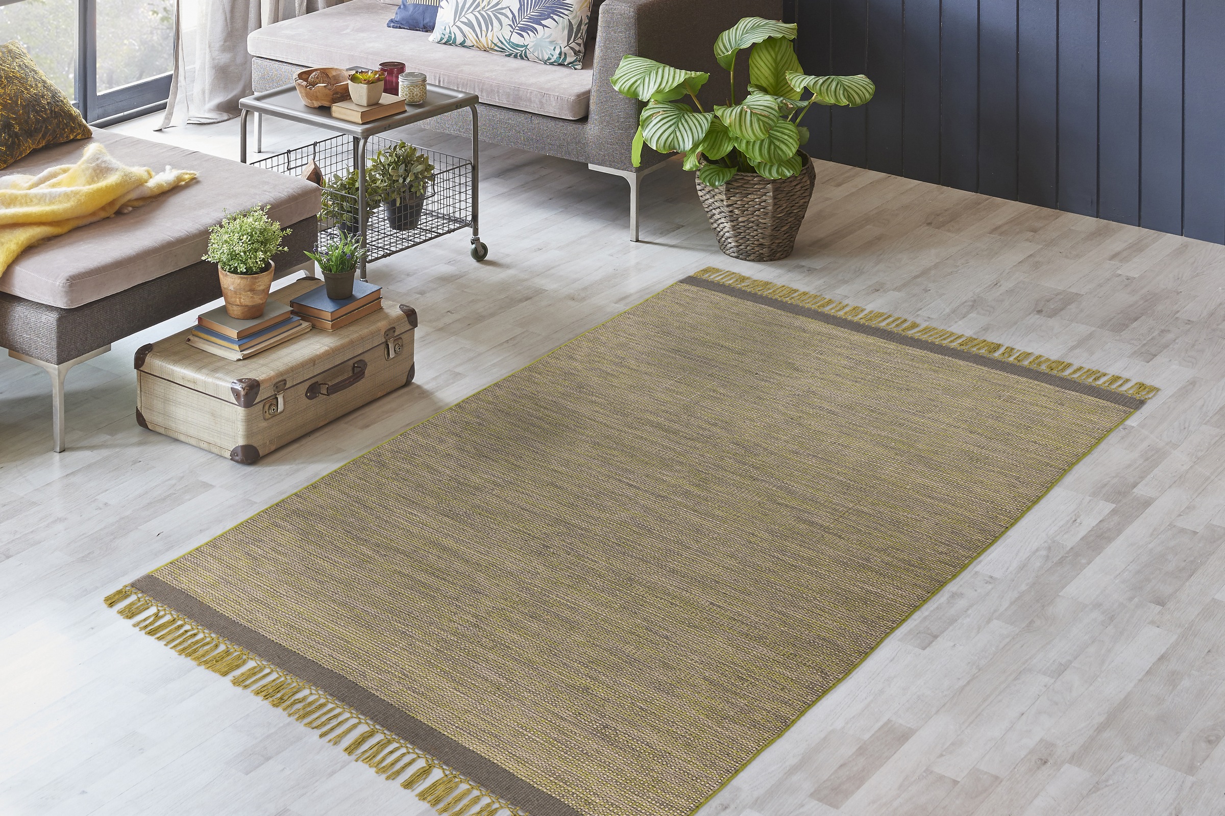 Arte Espina Tapis »Nomad 8064« Rectangulaire 11 mm Höhe Handgemachter Fransenteppich in neutralem Design