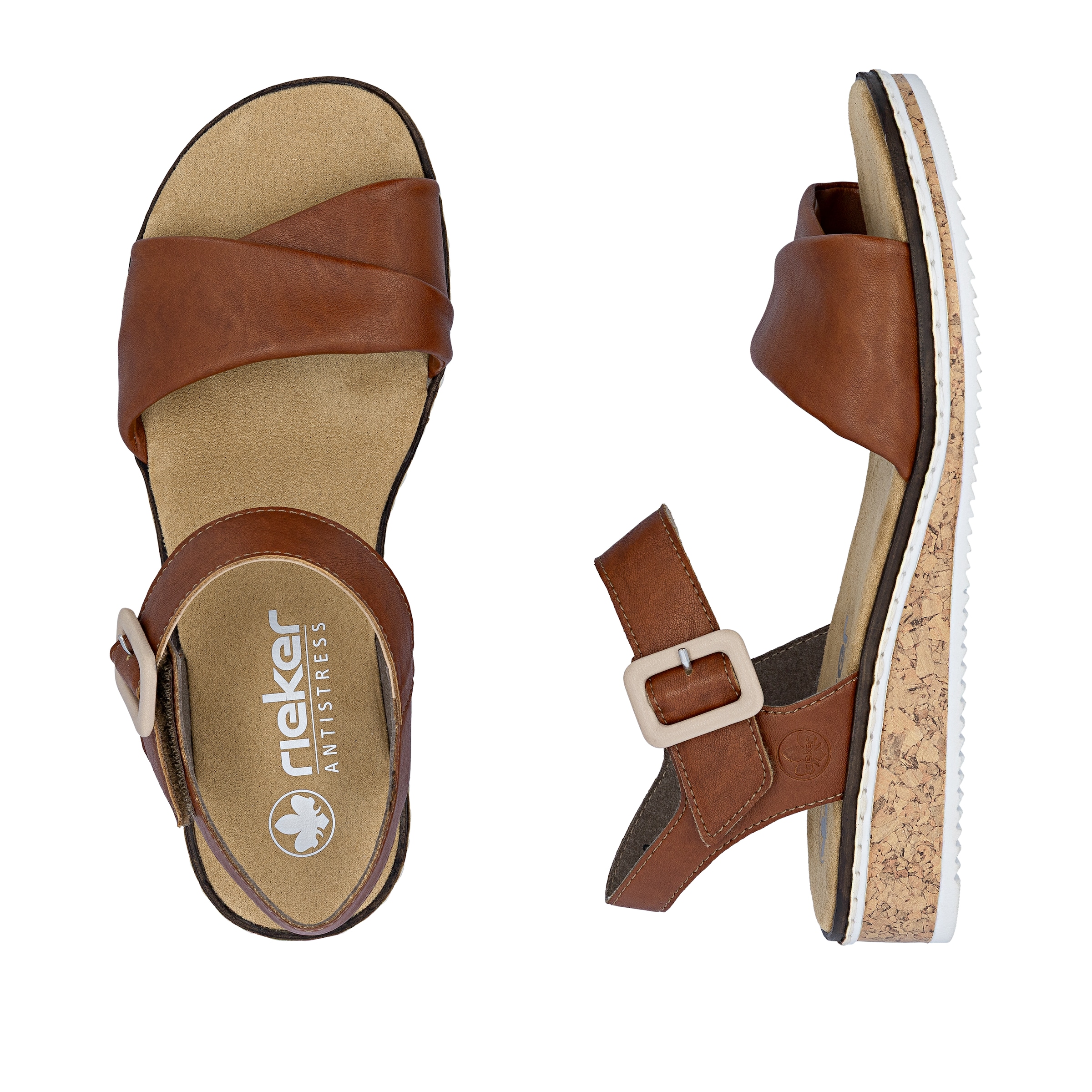 Rieker Sandalette  Keilsandale, Sommerschuh, Urlaubsschuh mit Klettriemchen