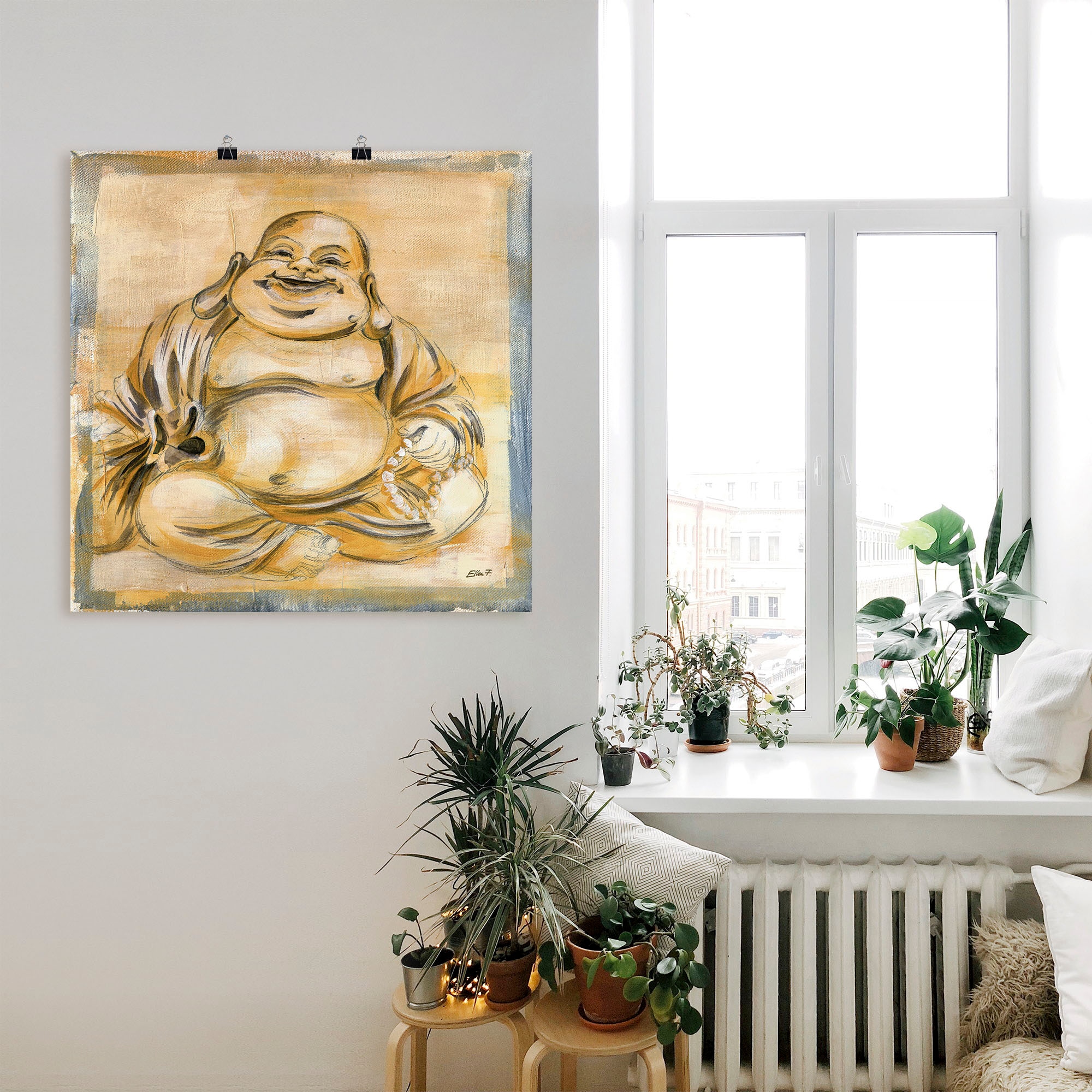 Artland Fresque murale »Fröhlicher Buddha I« 1 cuis tlg. als Leinwandbild, Poster in verschied. Grössen