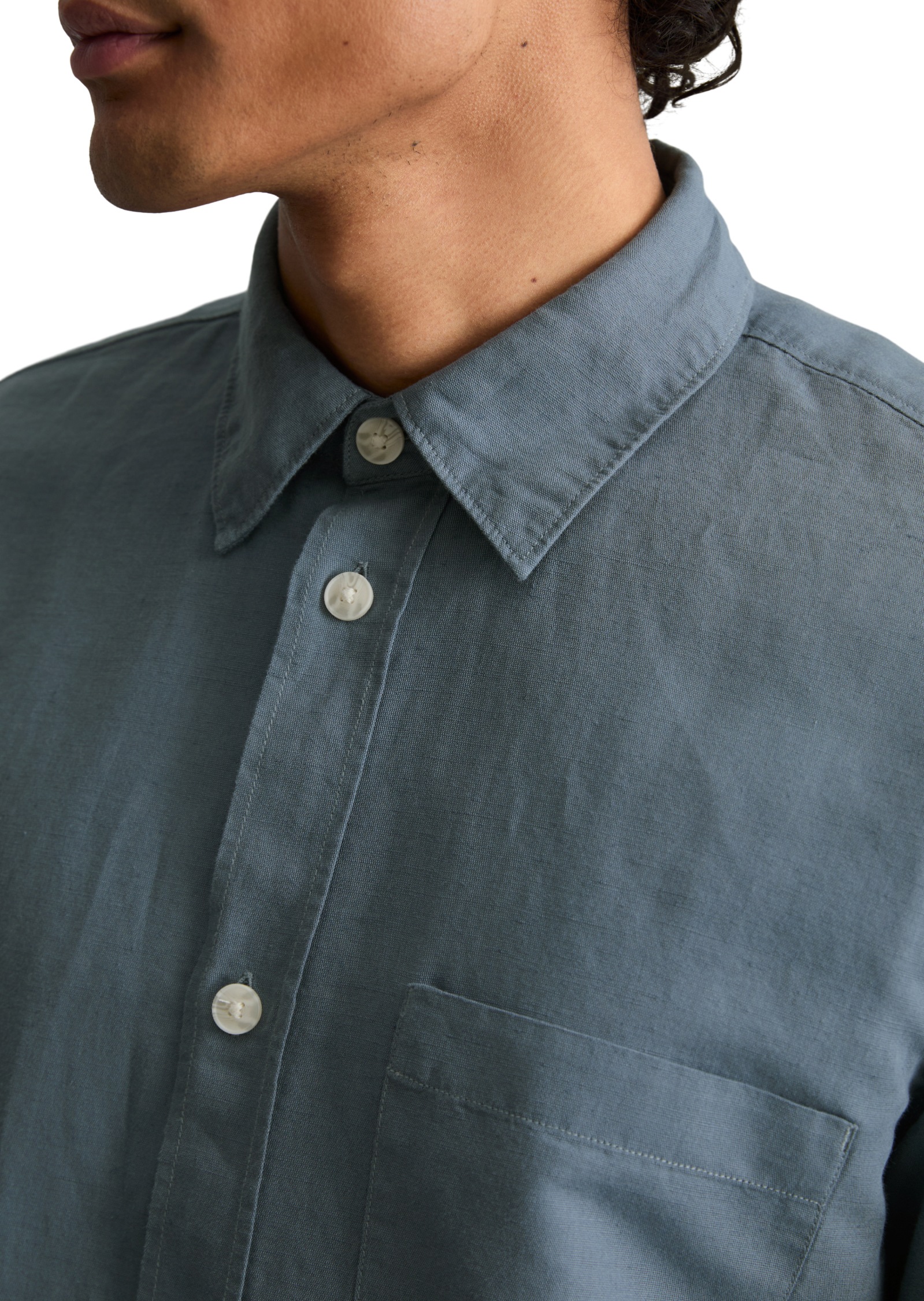 Marc O'Polo DENIM Chemise à manches longues regular fit aus Leinen und Bio-Baumwolle, Kentkragen