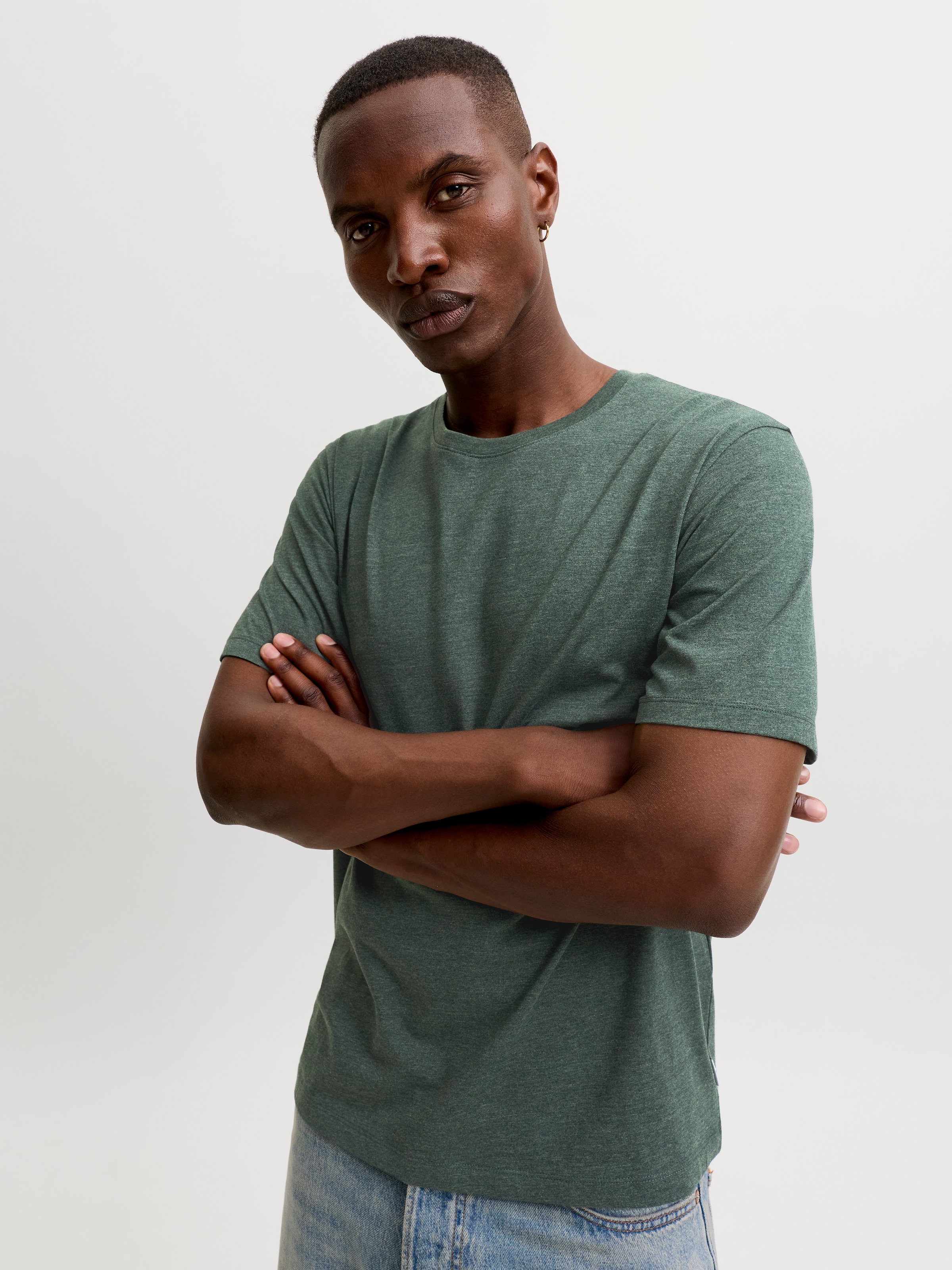 Jack & Jones Shirt à col rond »JJEORGANIC MELANGE TEE SS O-NECK NOOS« mélange coton, coupe régulière