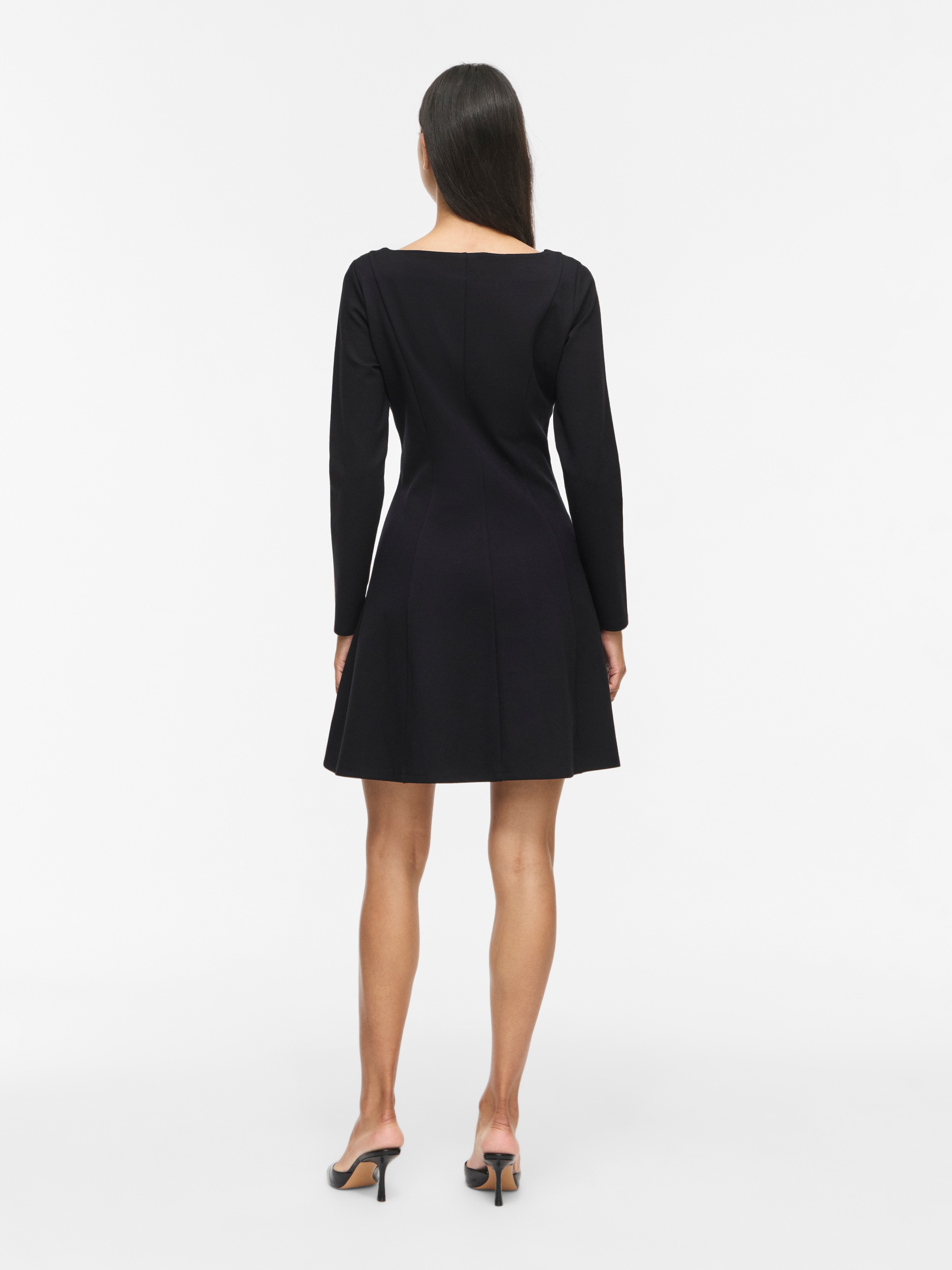Vila Mini-robe »VISIBA BOAT NECK L/S DRESS - NOOS« mélange de viscose, coupe étroite