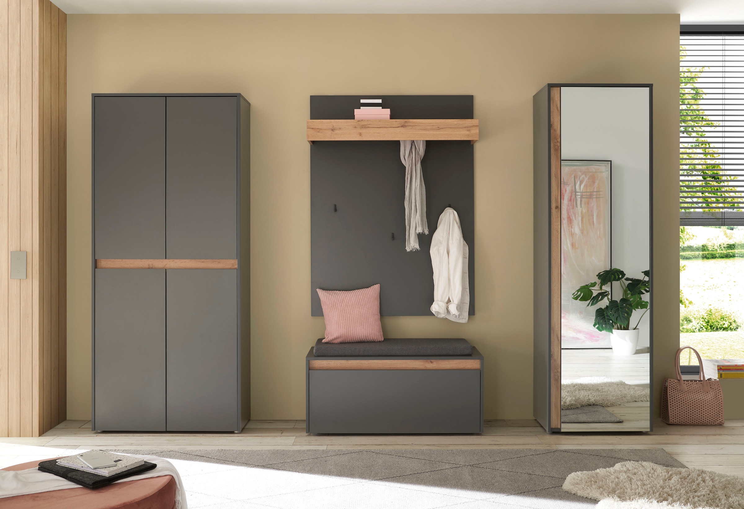 Home affaire Garderoben-Set »City/Giron, moderne Garderobe, viel Stauraum, ca. 40 Schuhe« Set, 4 Stk. tlg.