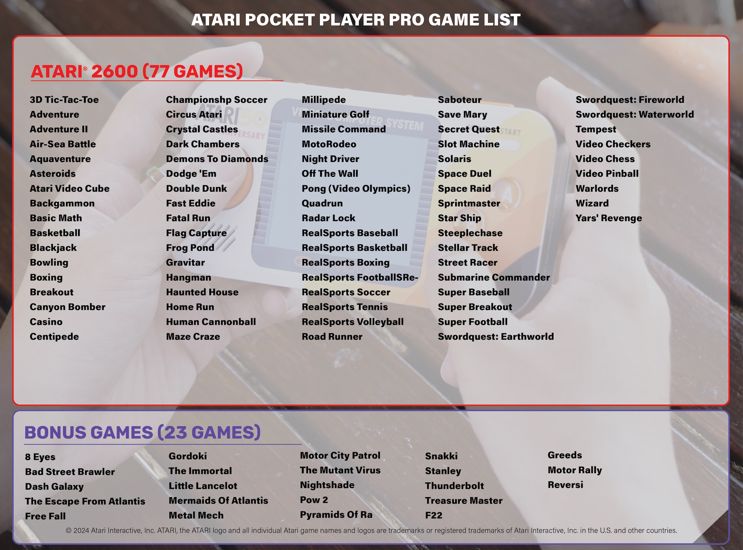 MYARCADE Console rétro »ATARI Pocket Player Pro«