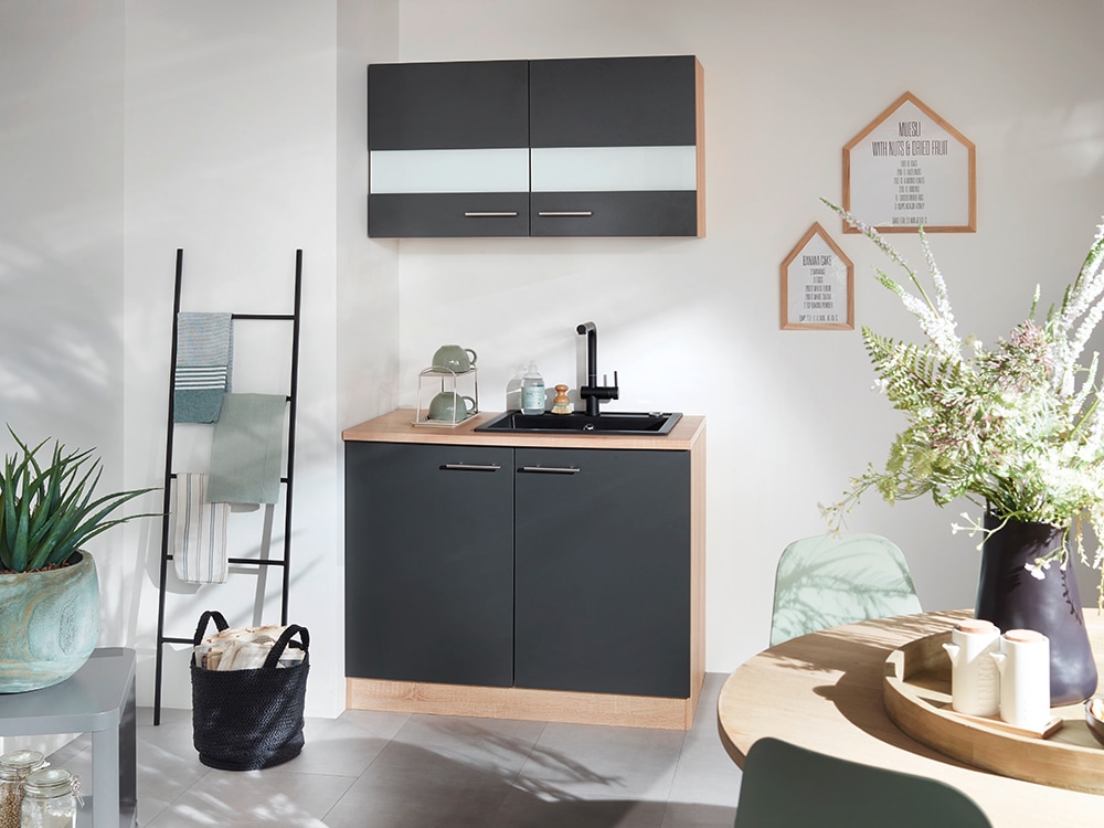 RESPEKTA Meuble évier »Merle« Breite 100 cm, Soft-Close, Griffe aus Metall, 85 cm Arbeitshöhe