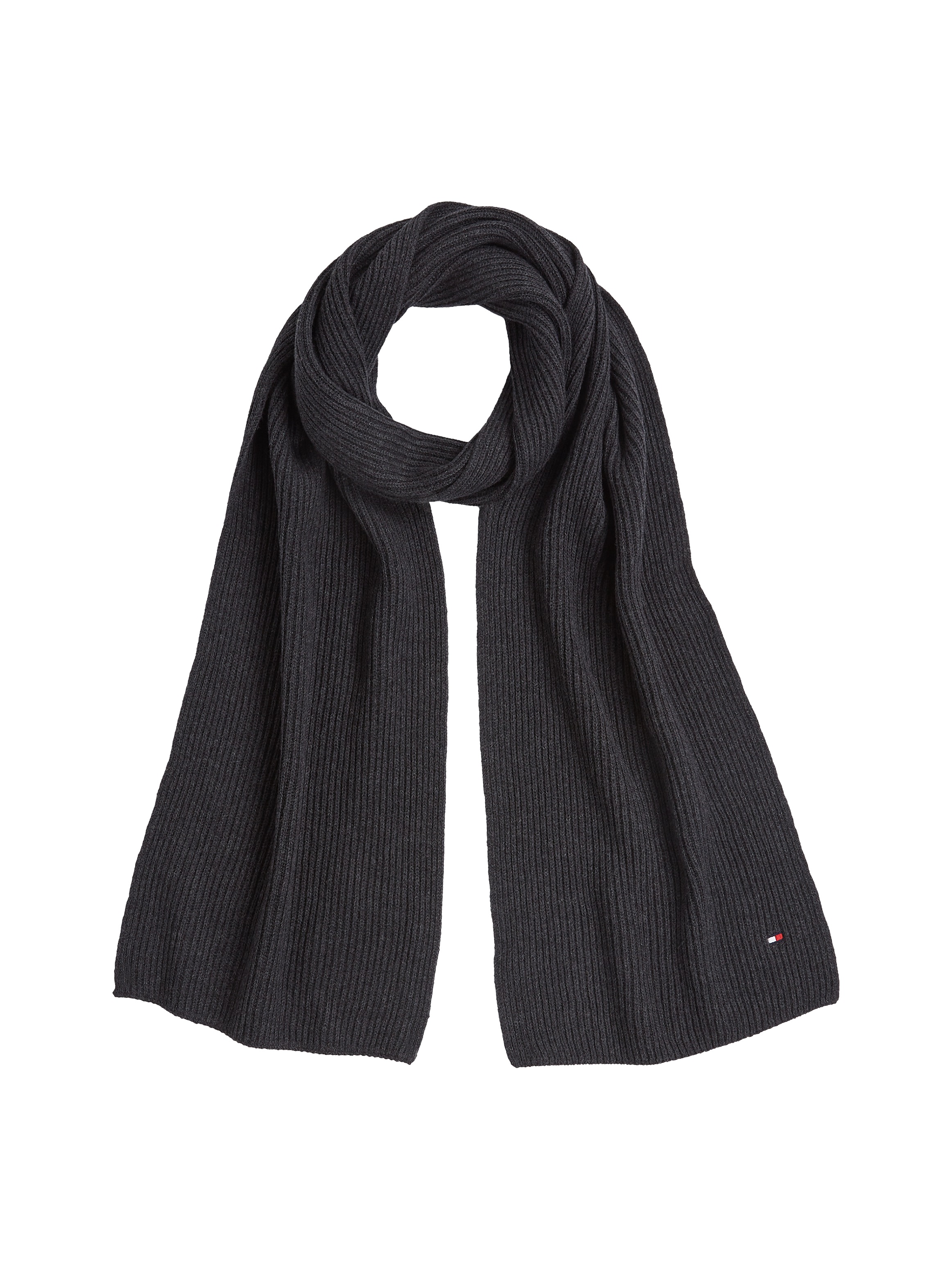 Tommy Hilfiger Strickschal »TH FLAG PIMA COTTON CASH SCARF« mit Logostickerei, mit Kaschmiranteil Unisex
