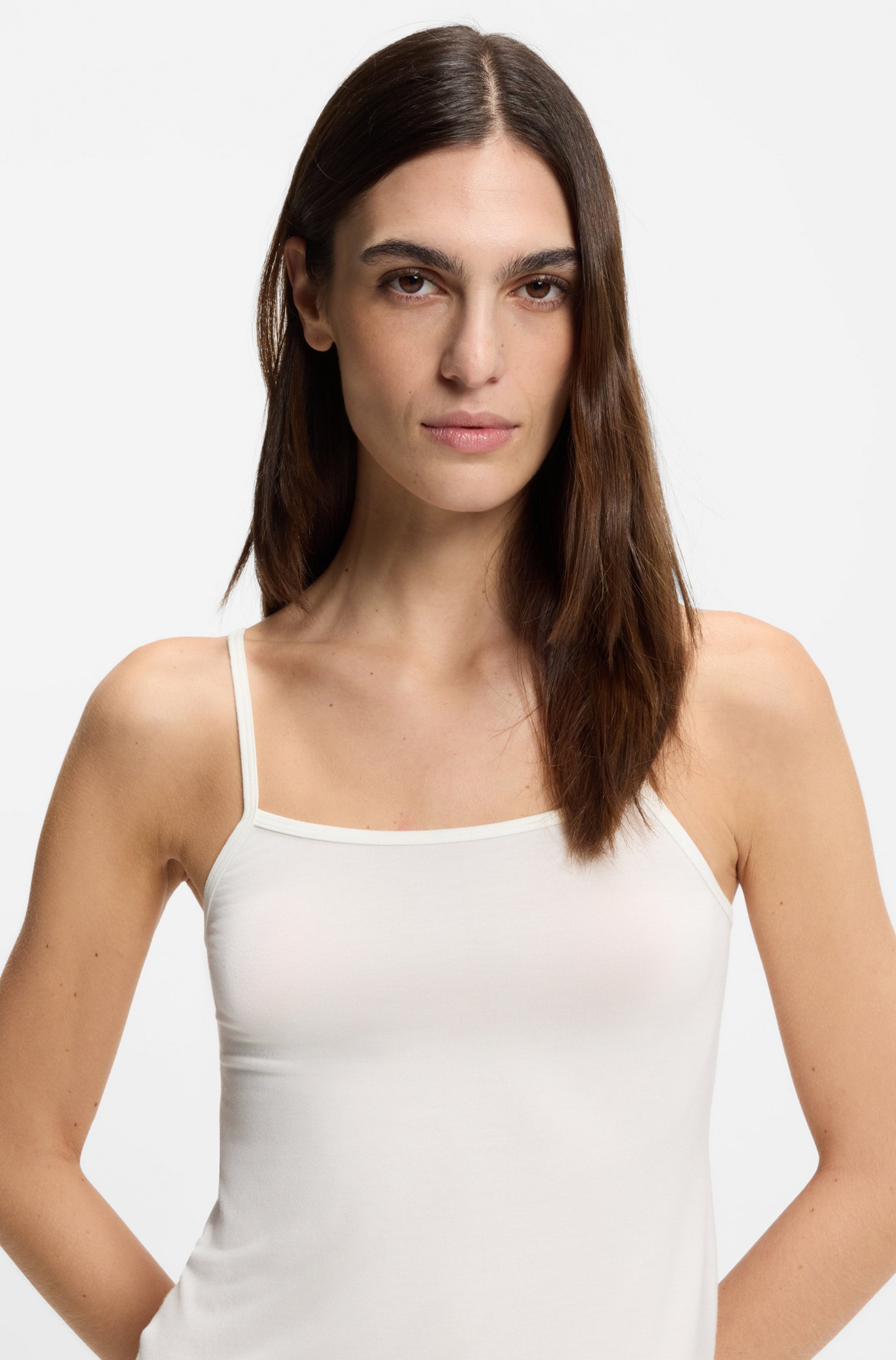 BOSS Top à bretelles spaghetti aus Stretch-Jersey mit verstellbaren Riemchen