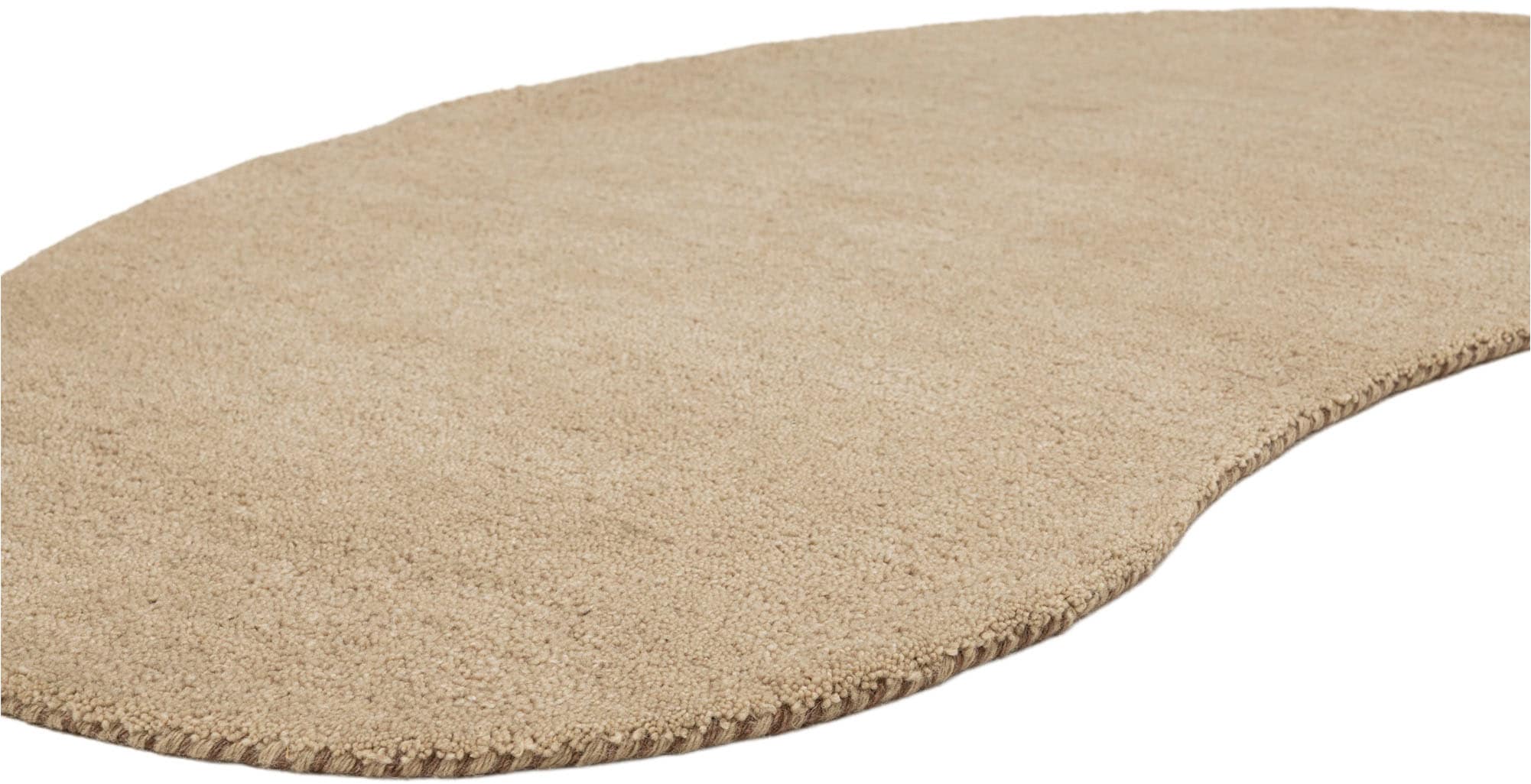 THEKO Tapis en laine »Gabbeh Uni, Handgefertigt, Teppich, meliert, reine Wolle,« ovale 14 mm Höhe Schlafzimmer, Wohnzimmer, Esszimmer, auch als Läufer, eckig  oder rund