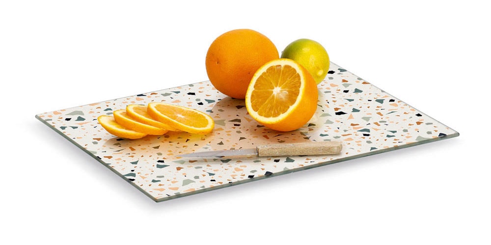 Zeller Present Planche à découper »Terrazzo'« extra Halt dank Silikon Füsse, 2-teilig, 30x20 cm