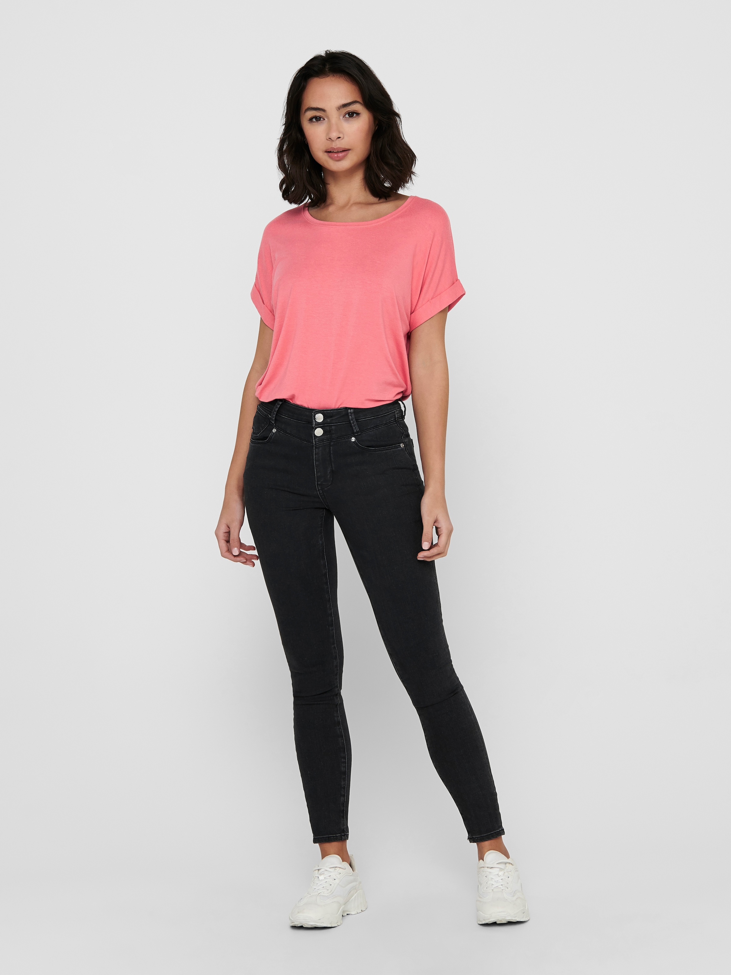 ONLY T-Shirt »ONLMOSTER – T-Shirt mit melierter Optik und elastischem Material« meliert, casual, lässig geschnitten, Viskosemischung, Rundhals