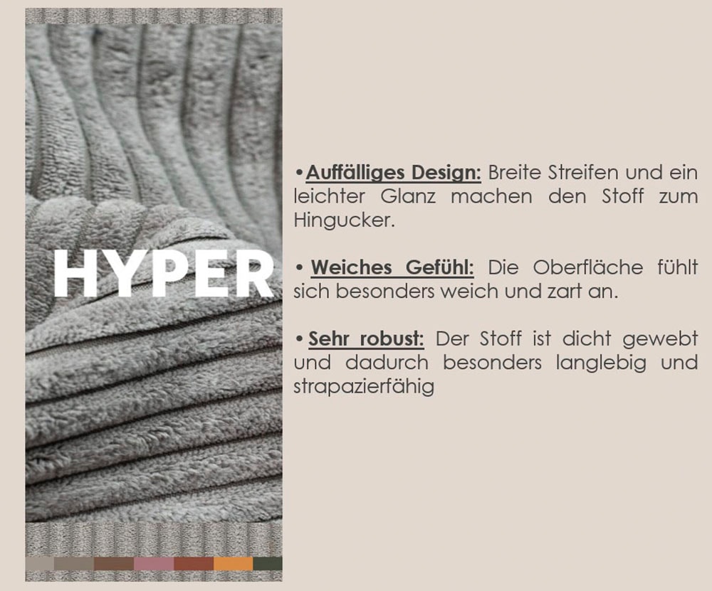 TRENDMANUFAKTUR Canapé d'angle »Be Chilled, modernes Lounge-Design mit stilvoller Kedernaht« avec confort d’assise doux, en velours côtelé de haute qualité à toucher doux