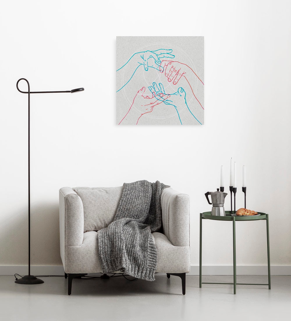 Komar Tableau sur toile »Glory Hands - Grösse 60 x 60 cm« Nature 1 cuis tlg. tableau sur châssis à clés avec cadre en bois massif