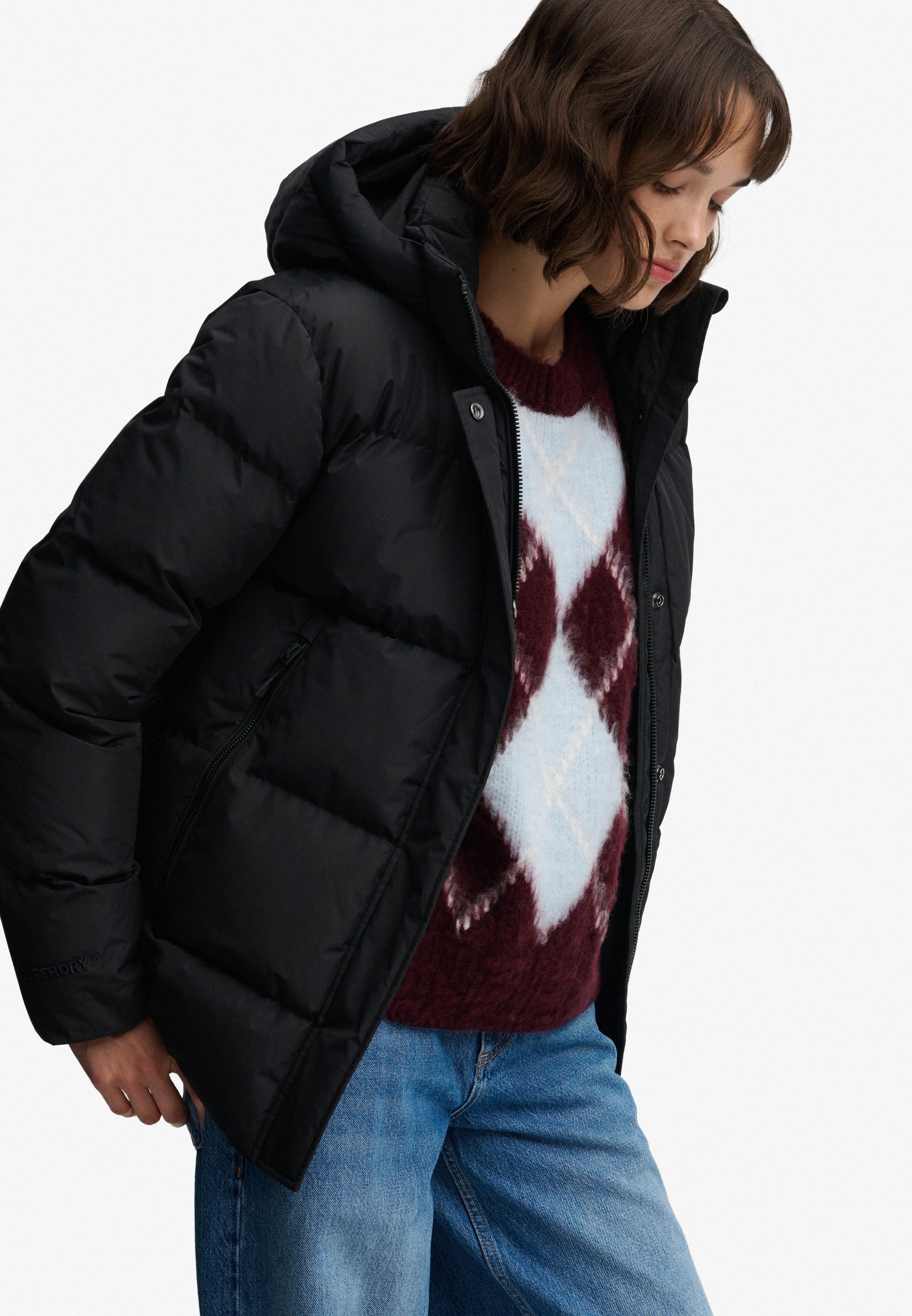 Superdry Veste matelassée »HOODED 5 BAFFLE SPORTS PUFFER« avec capuche Kunstfaser, relaxed fit