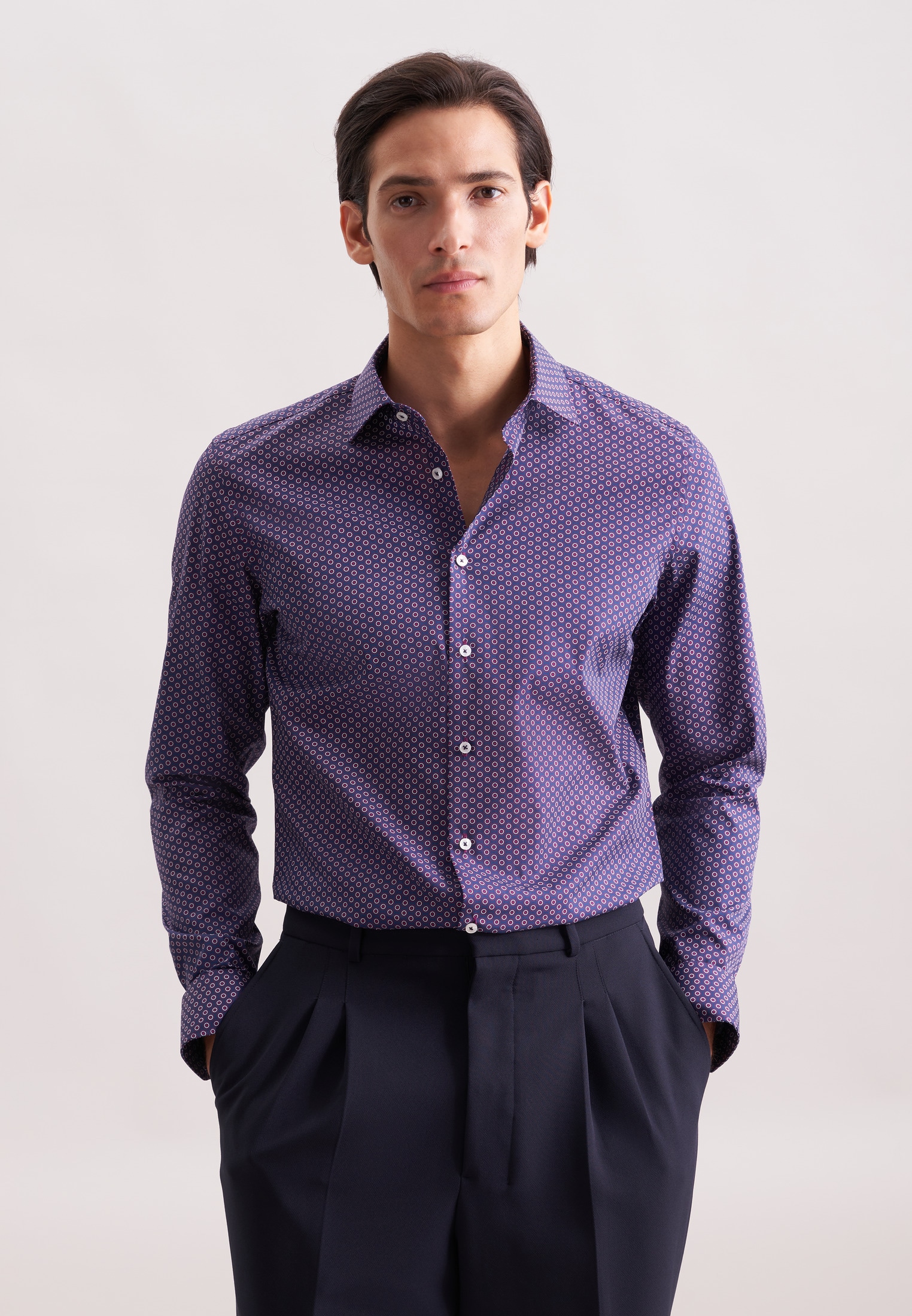 seidensticker Businesshemd »Schwarze Rose« Regular 1/1 Kentkragen Druck