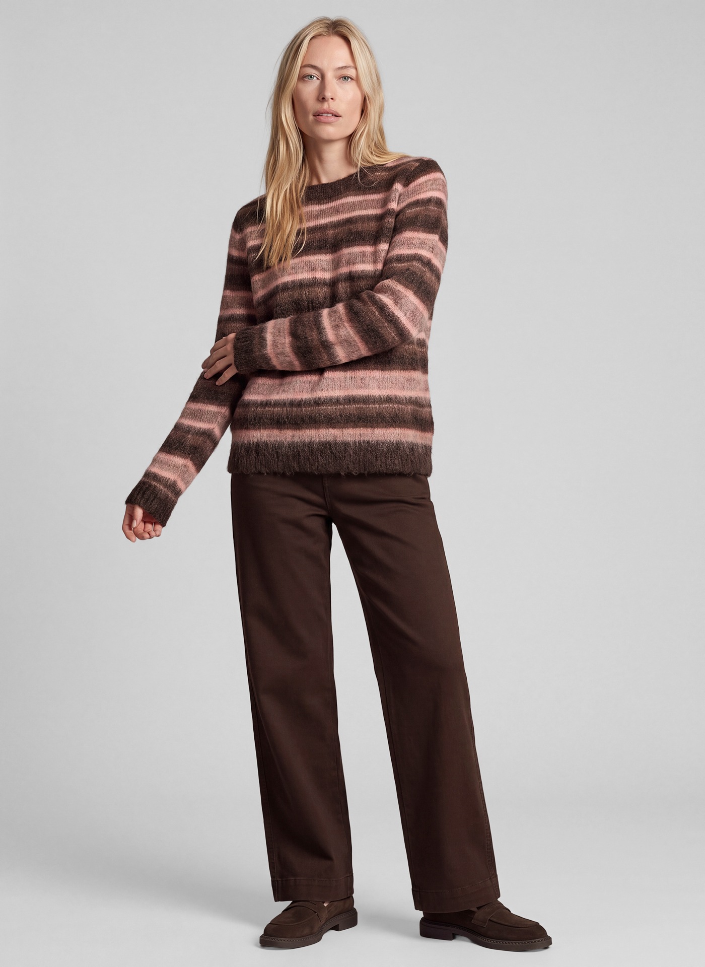 Rabe Pull en laine Langarm im Streifenlook / mit Wolle
