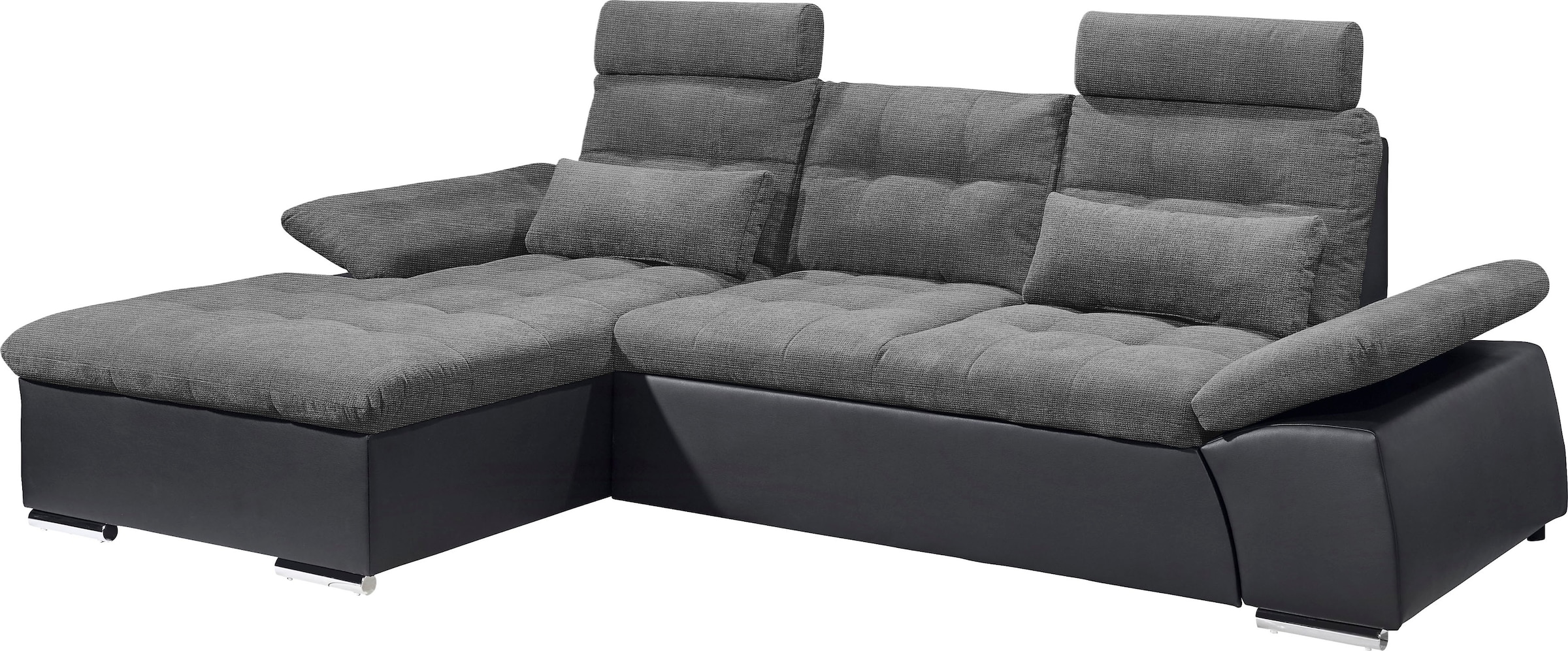ED EXCITING DESIGN Canapé d'angle »Jakarta L-Form« avec fonction lit, réglage des accoudoirs, appuie-têtes & 2 coussins lombaires