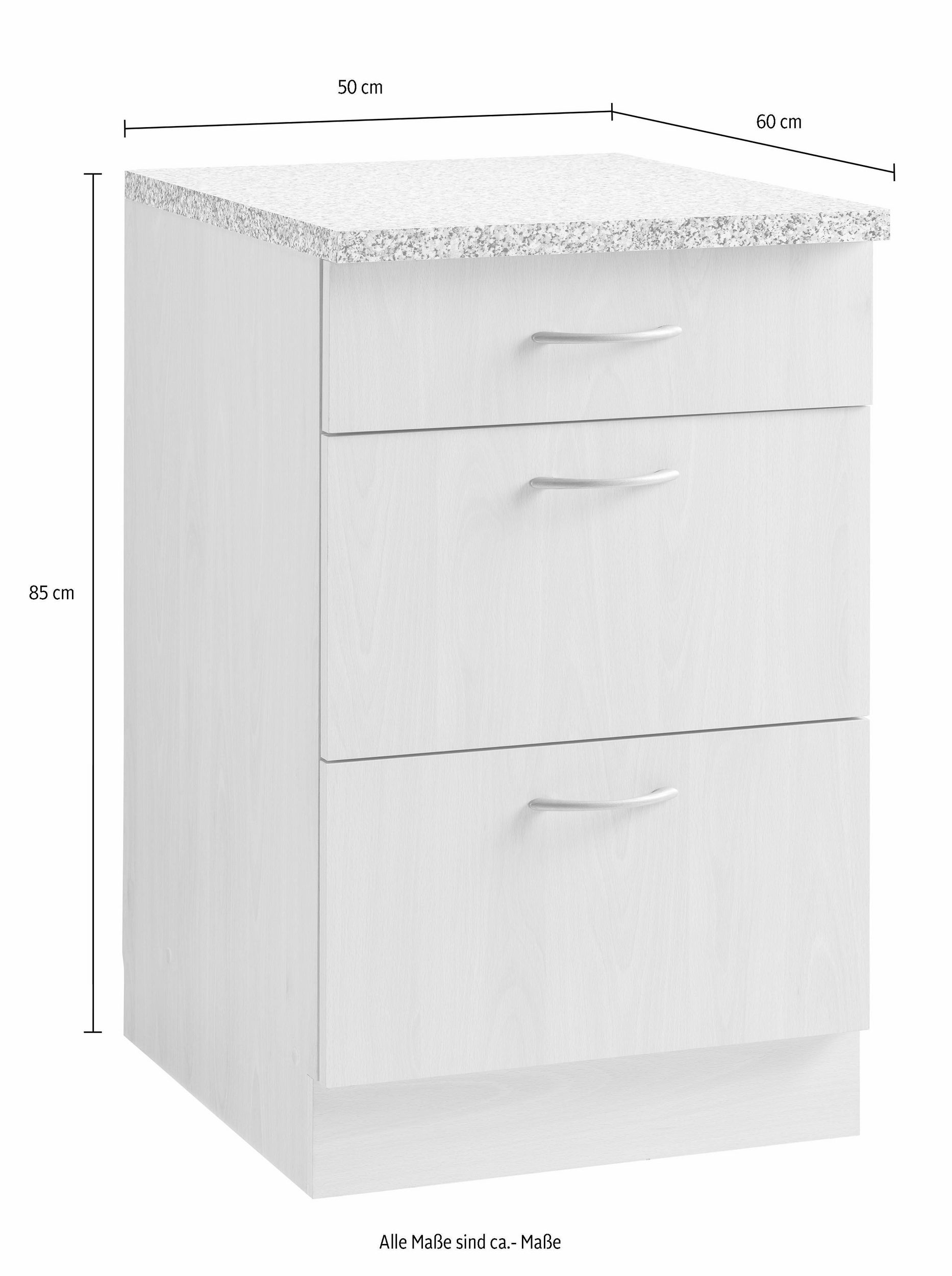 wiho Küchen Unterschrank »Kiel« 50 cm breit, 60 cm tief, mit 2 grossen Auszügen und 1 Schublade