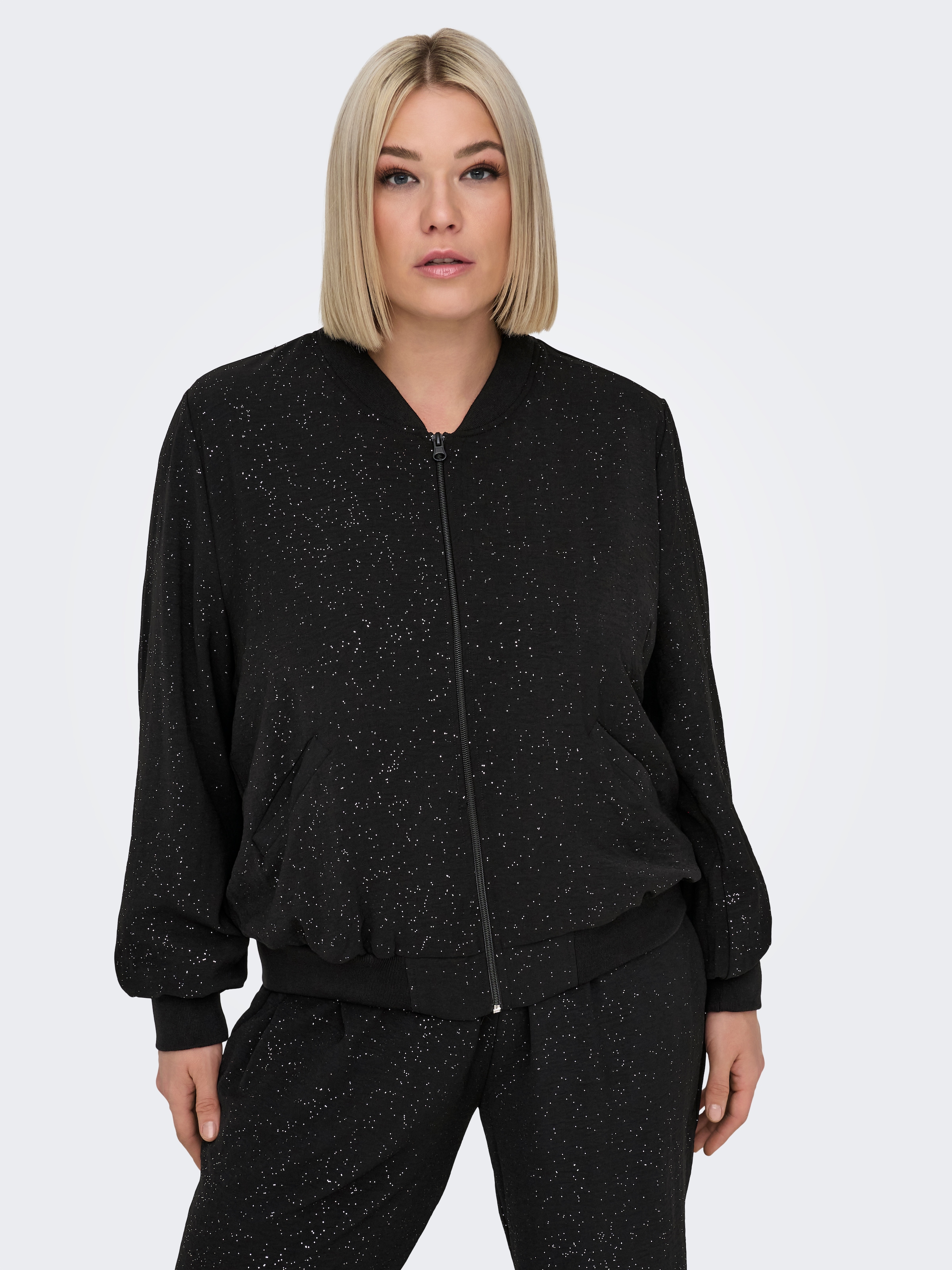 ONLY CARMAKOMA Blouson »CARJOSEE METTA LIFE LS BOMBER WVN« mit Glitzer Effekt