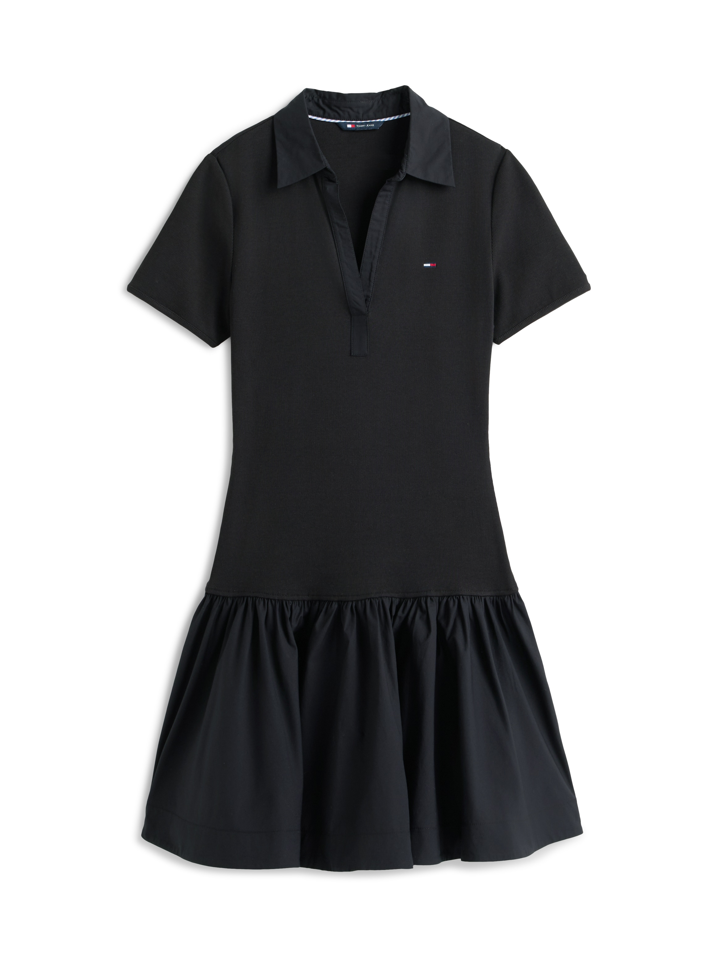 Tommy Jeans Robe polo »TJW RIB POPLIN POLO DRESS EXT« avec structure côtelée, coupe slim en mini-longueur