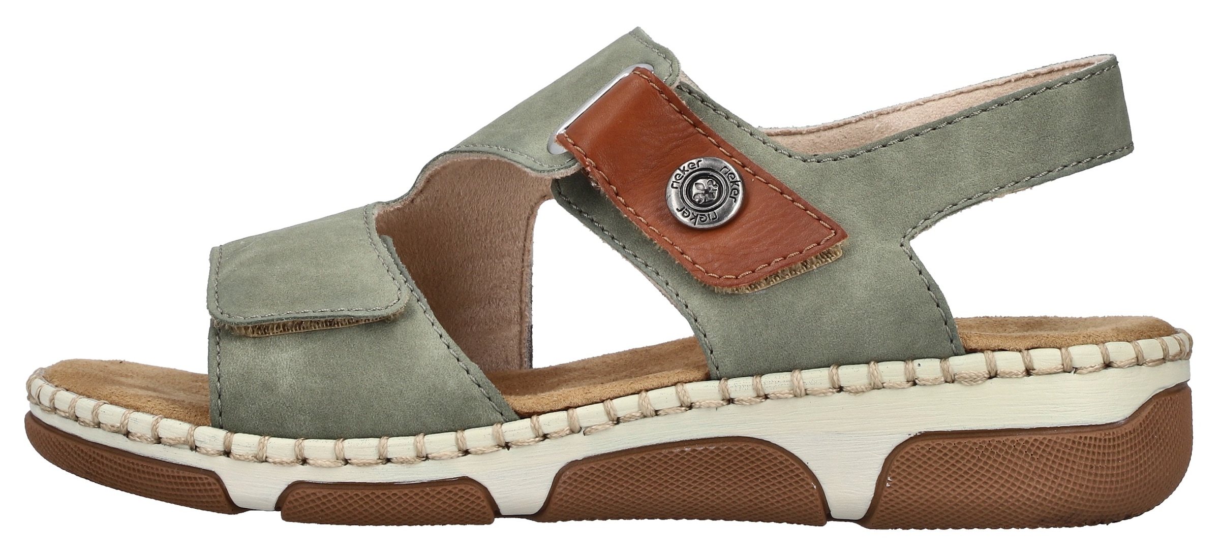 Rieker  chaussure d'été, chaussure à scratch avec couture décorative élaborée sur la semelle