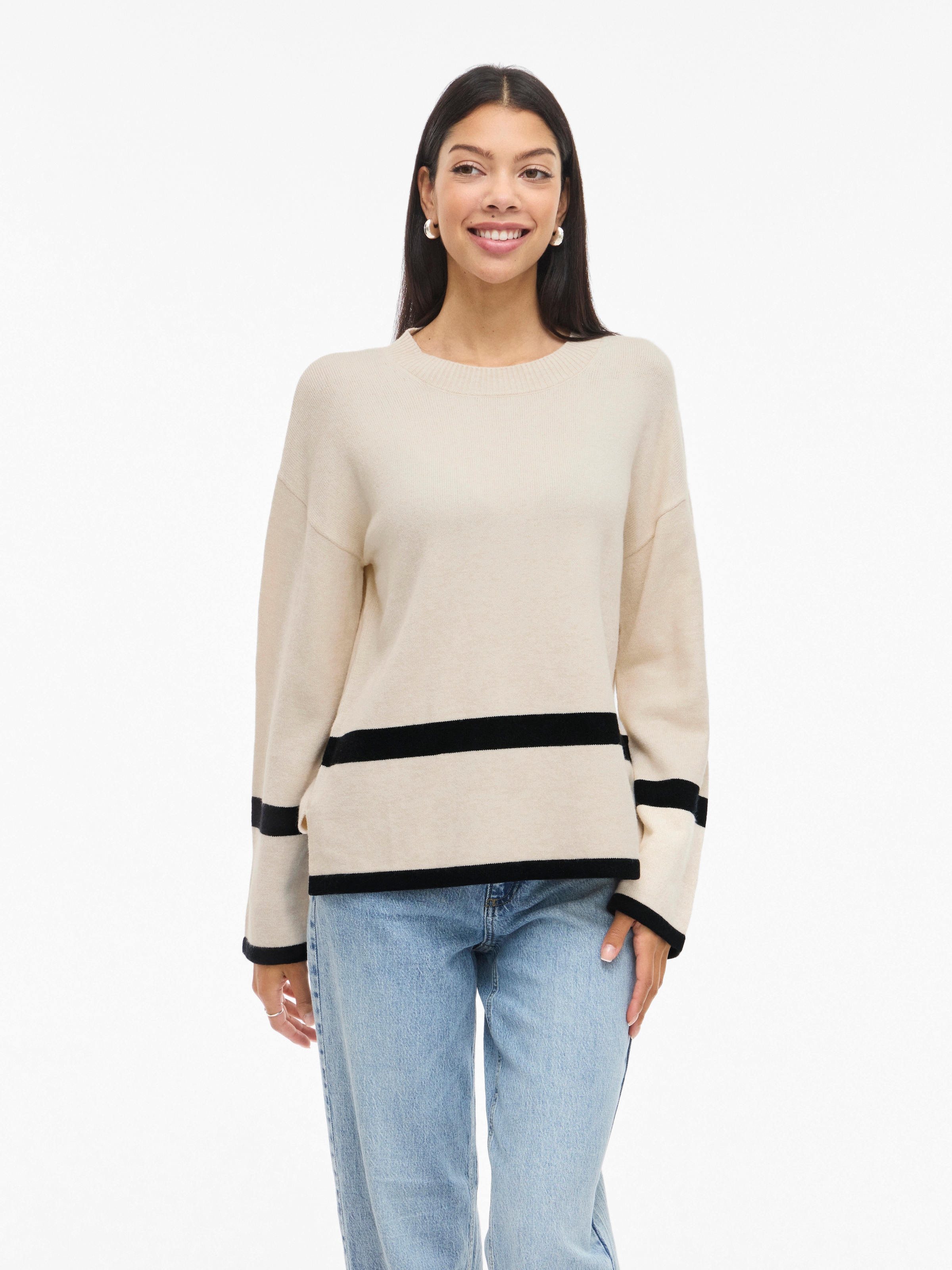 Vila Pull à col rond »VIRIL O-NECK OVERSIZE L/S KNIT TOP- NOOS« Mélange de matériaux, oversize