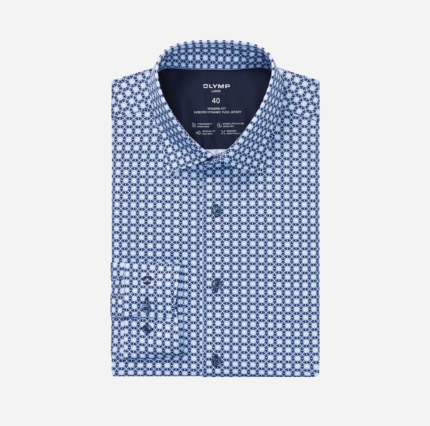 OLYMP Chemise à manches longues »24/7 - Luxor modern fit« atmungsaktiv, modern fit, New-Kentkragen, Flex Jersey