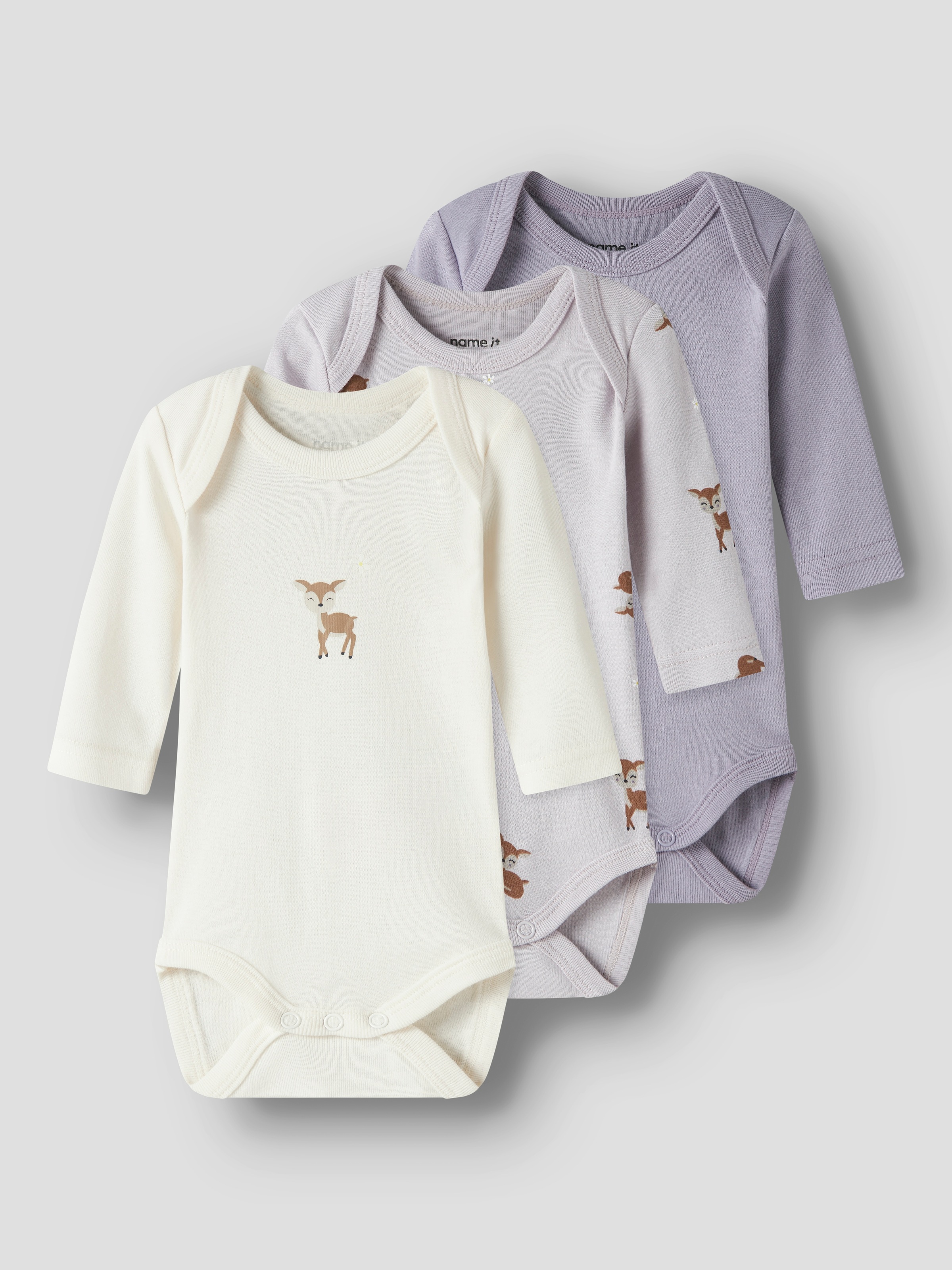 Name It Langarmbody »NBFBODY 3P LS LILAC MARBLE DEER NOOS« Packung, 3 tlg.