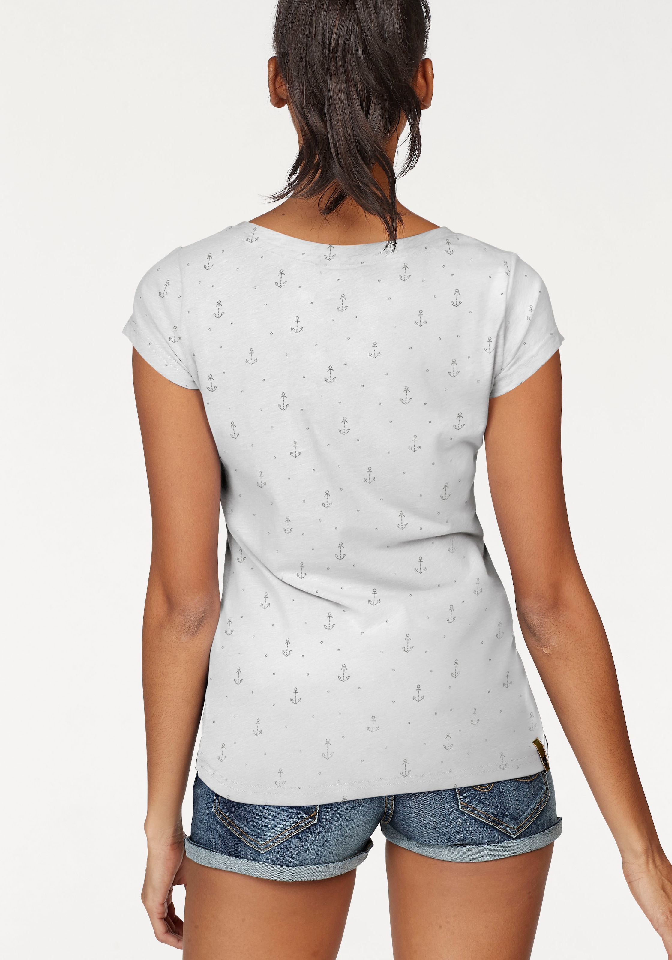 Ragwear T-Shirt »FLORAH A ORGANIC O« mit maritimen Anker-Allover-Druck