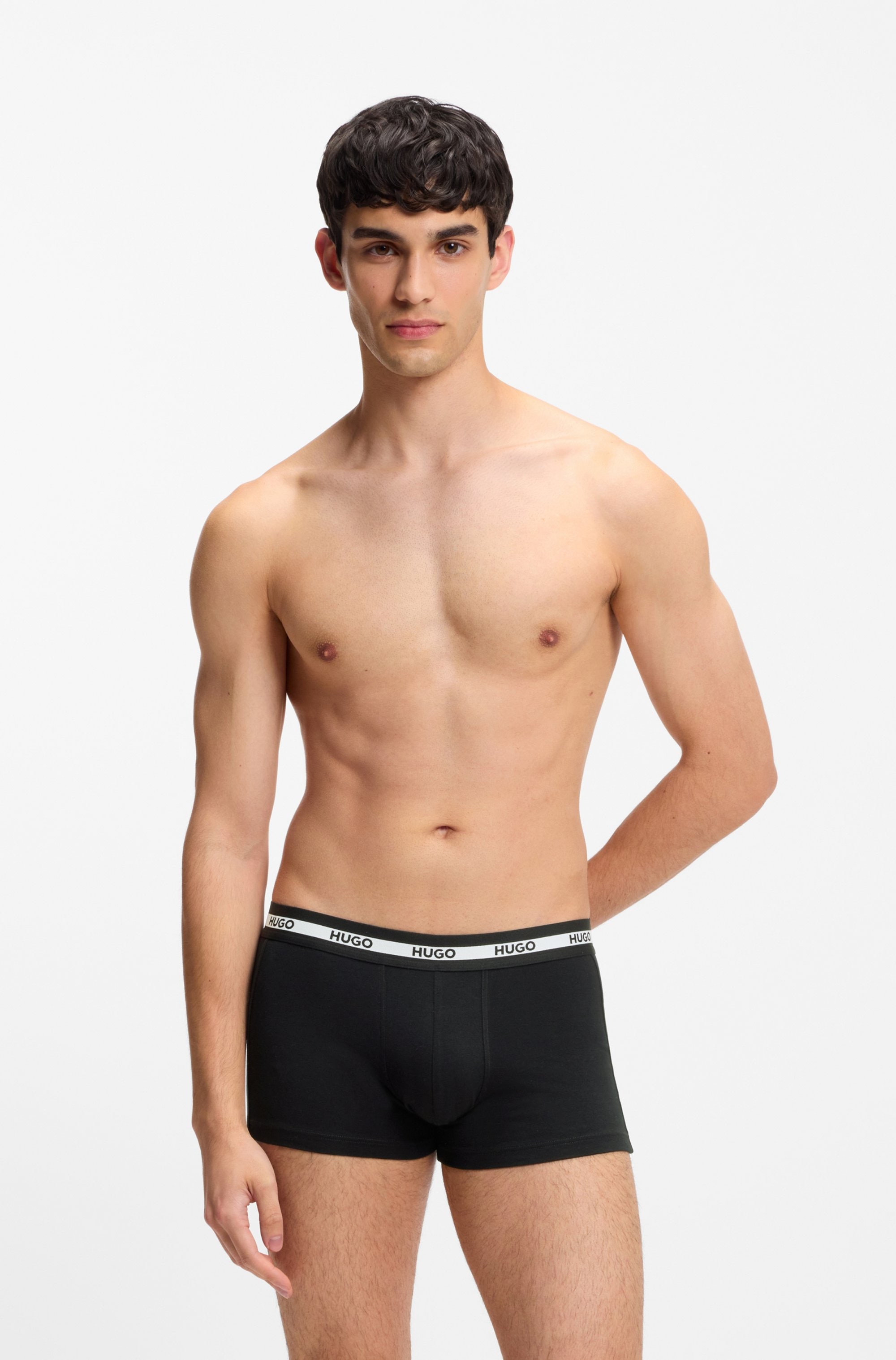 HUGO Underwear Trunk »TRIPLET PLANET« 3 Stk. Logos am elastischen Bund, mittlere Bundhöhe