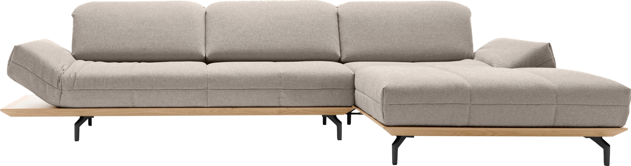 Creation BY ROLF BENZ Canapé d'angle »CR.420, Designecksofa, bequem, verstellbare Rückenlehne, L-Form« en 2 qualités, cadre en bois chêne naturel ou noyer, largeur 313 cm