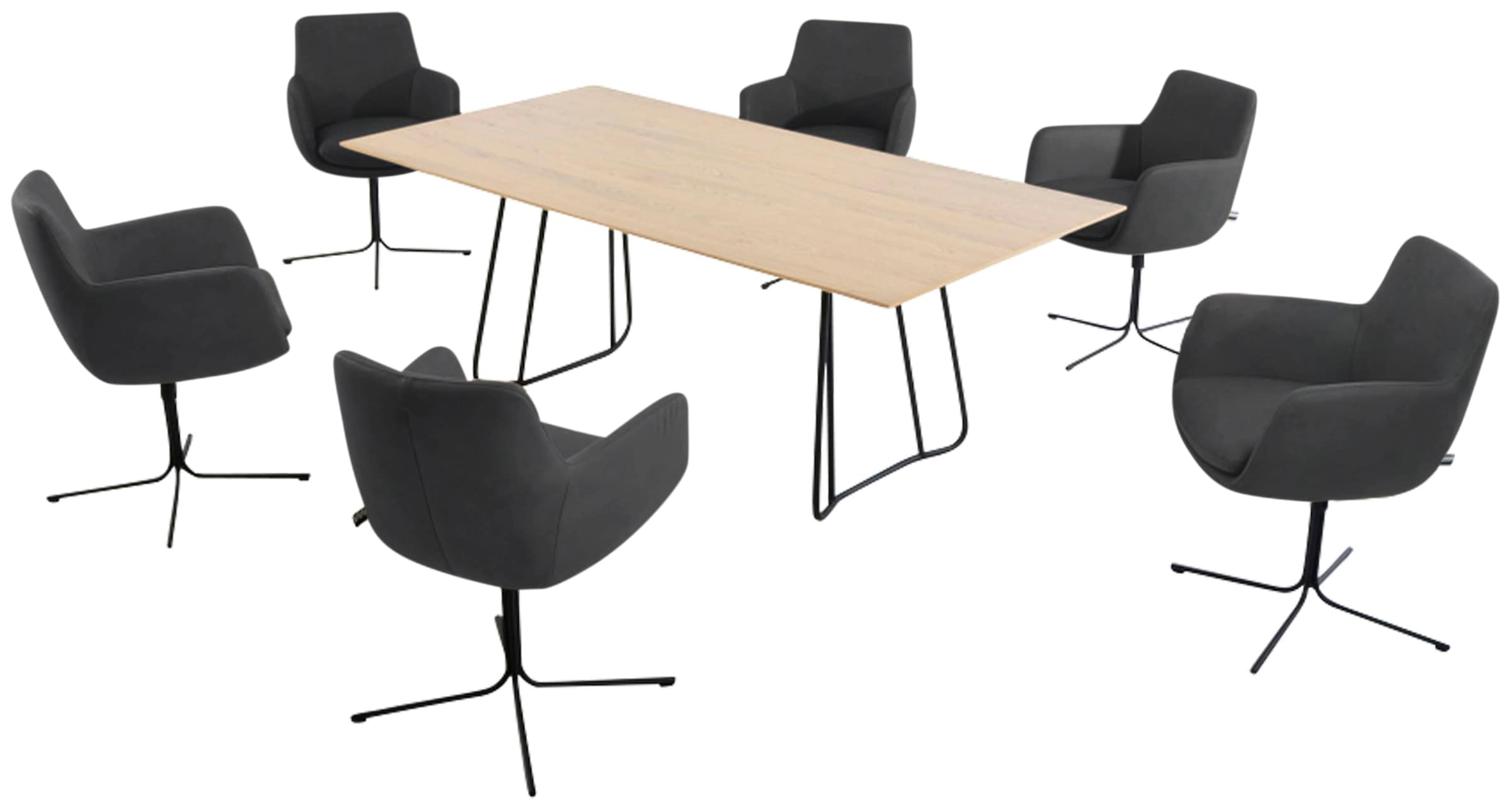 K+W Komfort & Wohnen Chaise de salle à manger »Pego Drehstuhl« () piètement fin à 4 pieds en noir